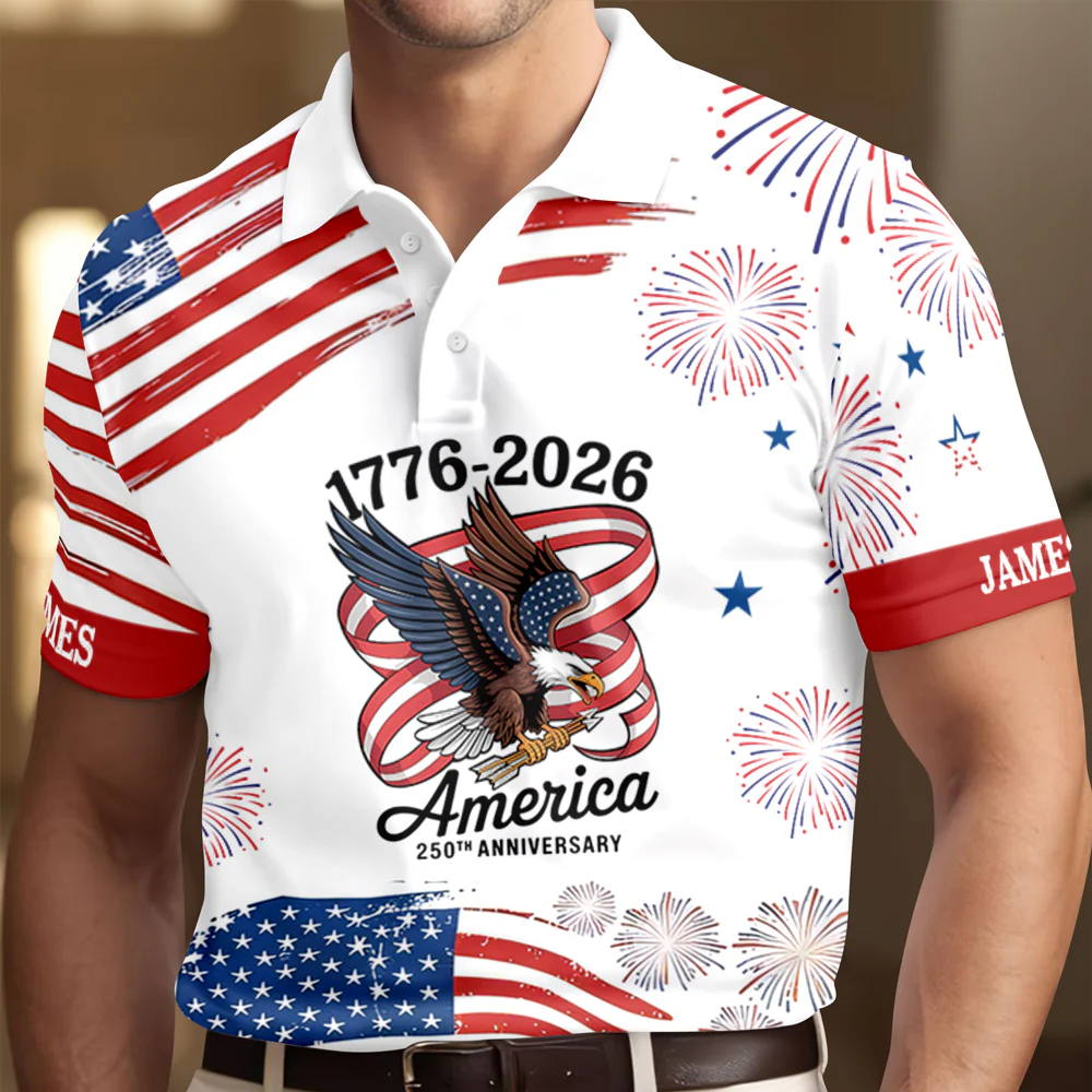 Custom Name God Bless America 1776-2026 Polo Shirt TH10 169273 - Image 5