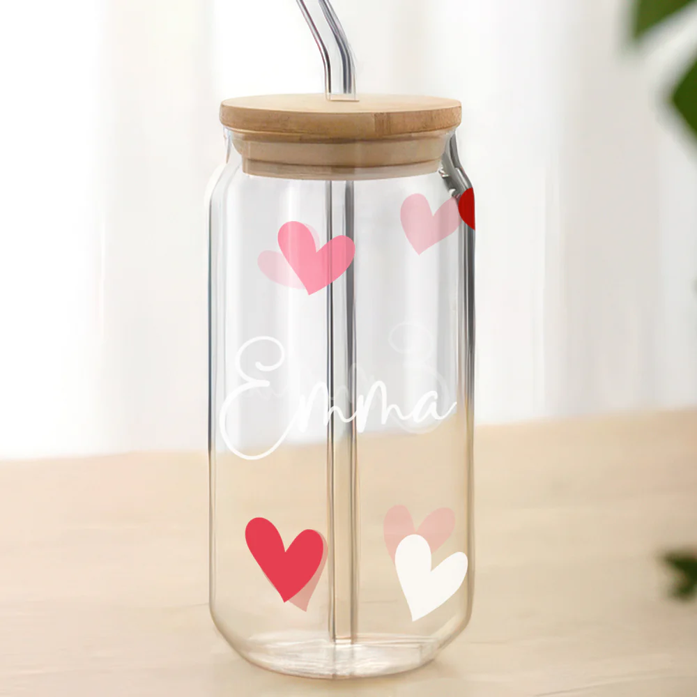 Custom Name Heart Glass Can With Lid Gift For Family TH10 896905 - Image 4