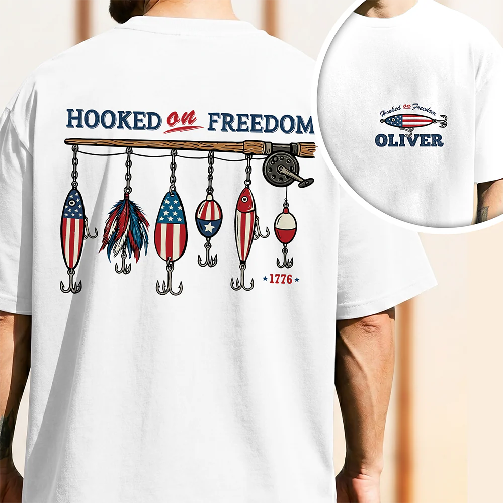 Custom Name Hooked On Freedom Front & Back Comfort Shirt TH10 170097 - Image 5