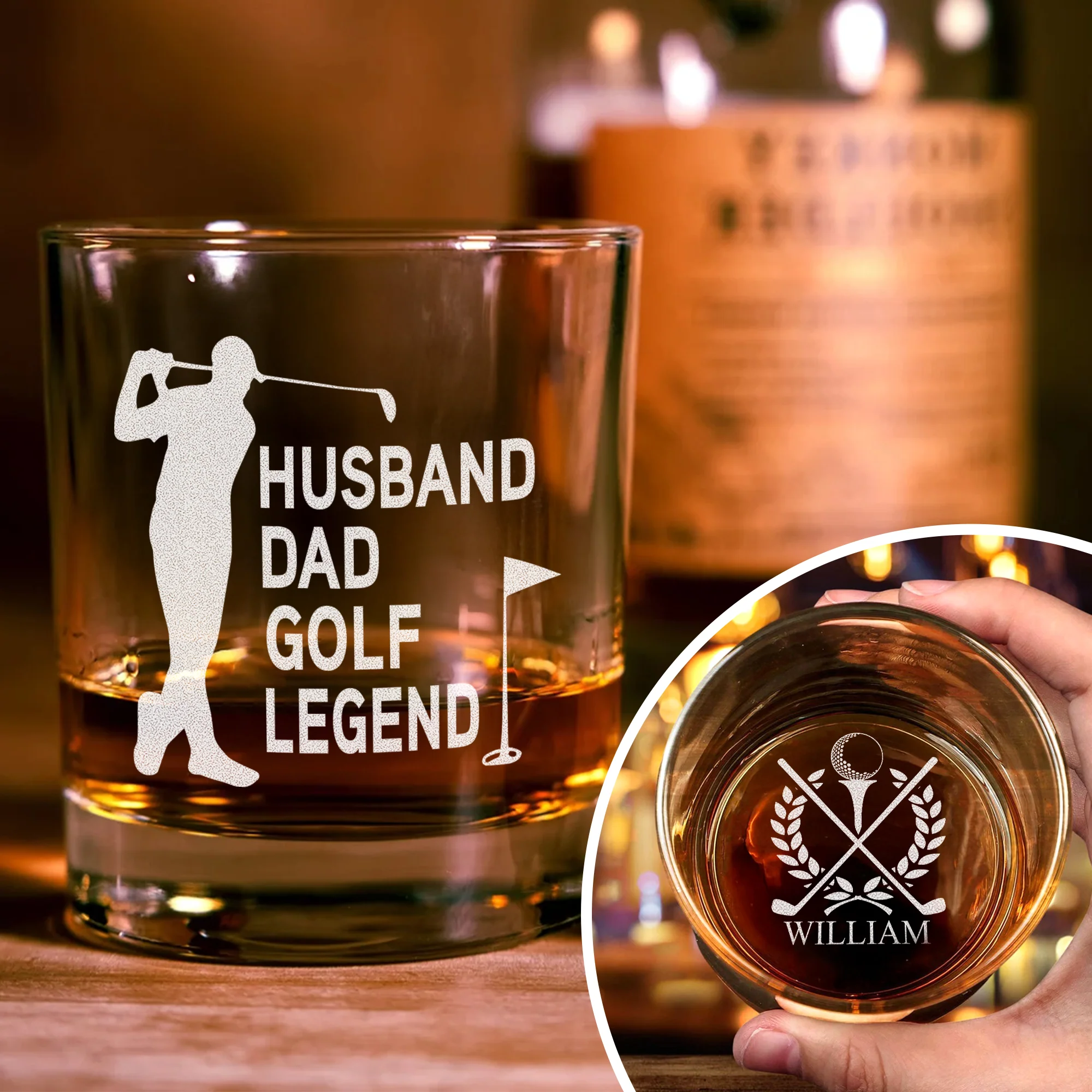 Custom Name Husband Dad Papa Golf Legend For Golfers - Personalized Engraved Whiskey Glass HO82 900908 - Image 2