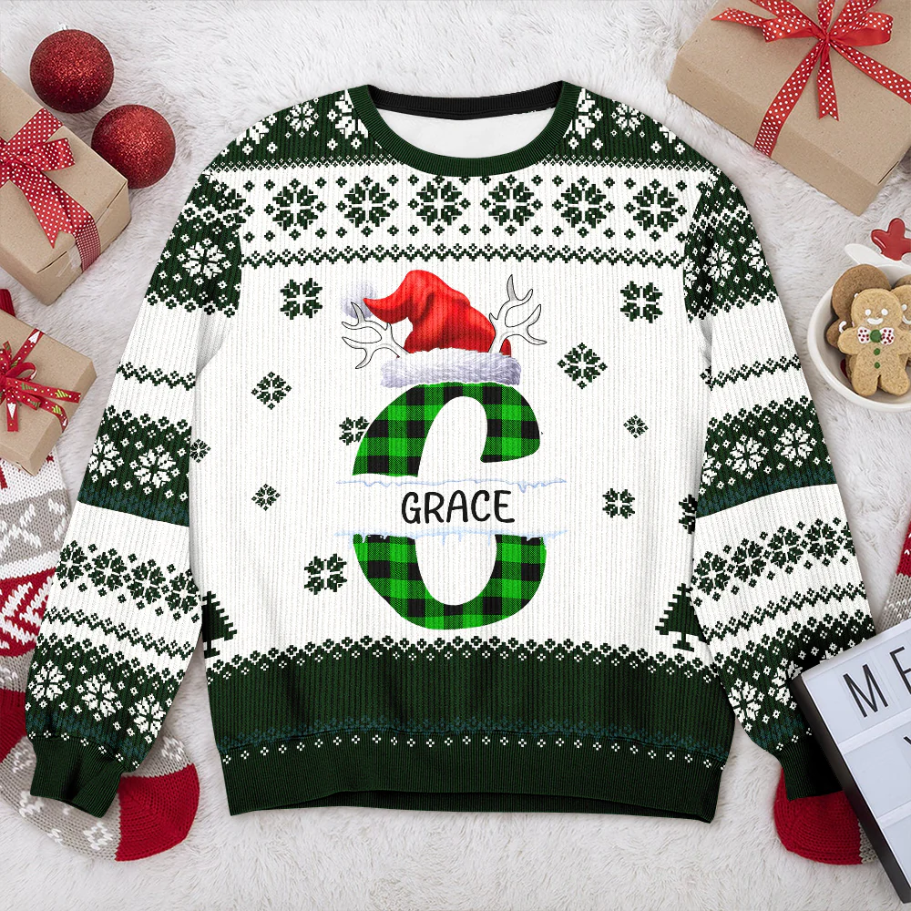 Custom Name Initial Letter Christmas Ugly Sweater Gift For Family CH07 899756 - Image 4