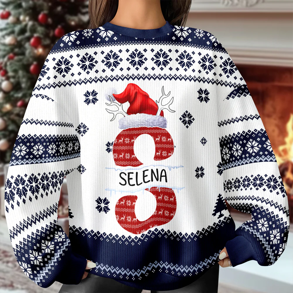 Custom Name Initial Letter Christmas Ugly Sweater Gift For Family CH07 899756 - Image 6