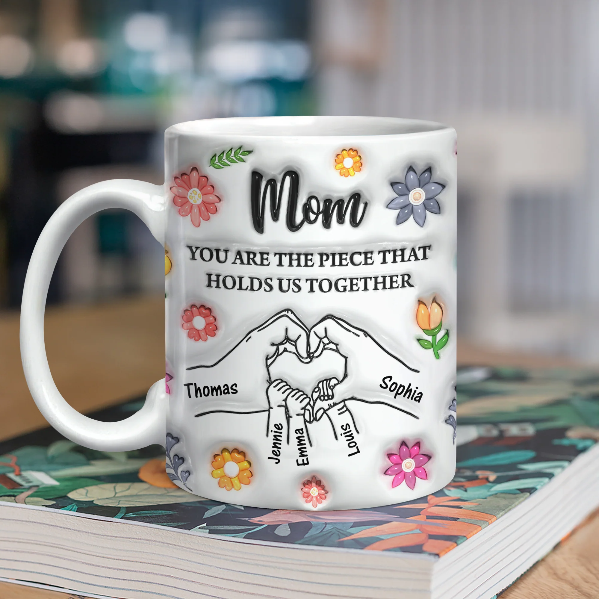 Custom Name Kids Holding Mom‘s Hand Mug 3D Inflated Effect Mug CH07 895588 - Image 11