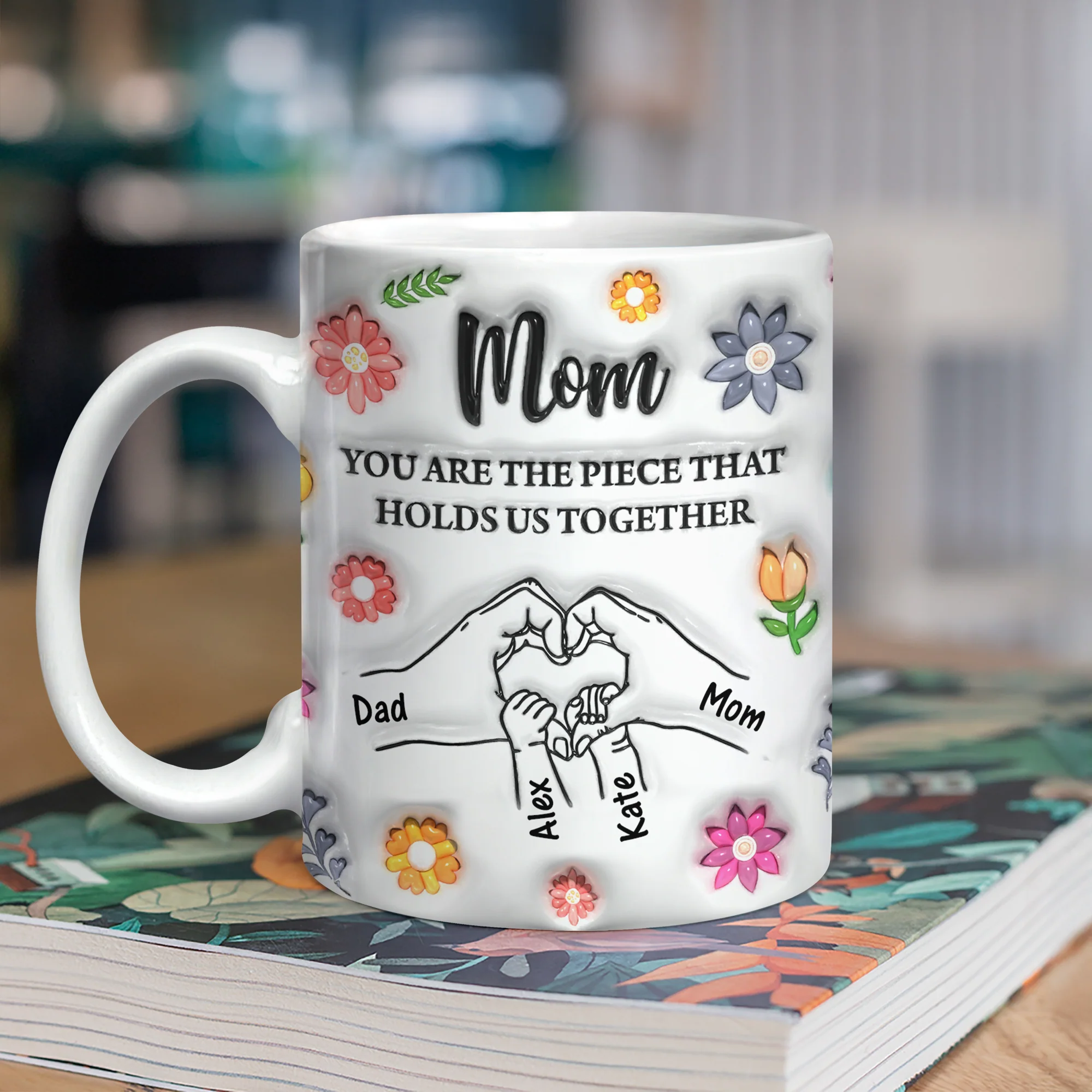 Custom Name Kids Holding Mom‘s Hand Mug 3D Inflated Effect Mug CH07 895588 - Image 4