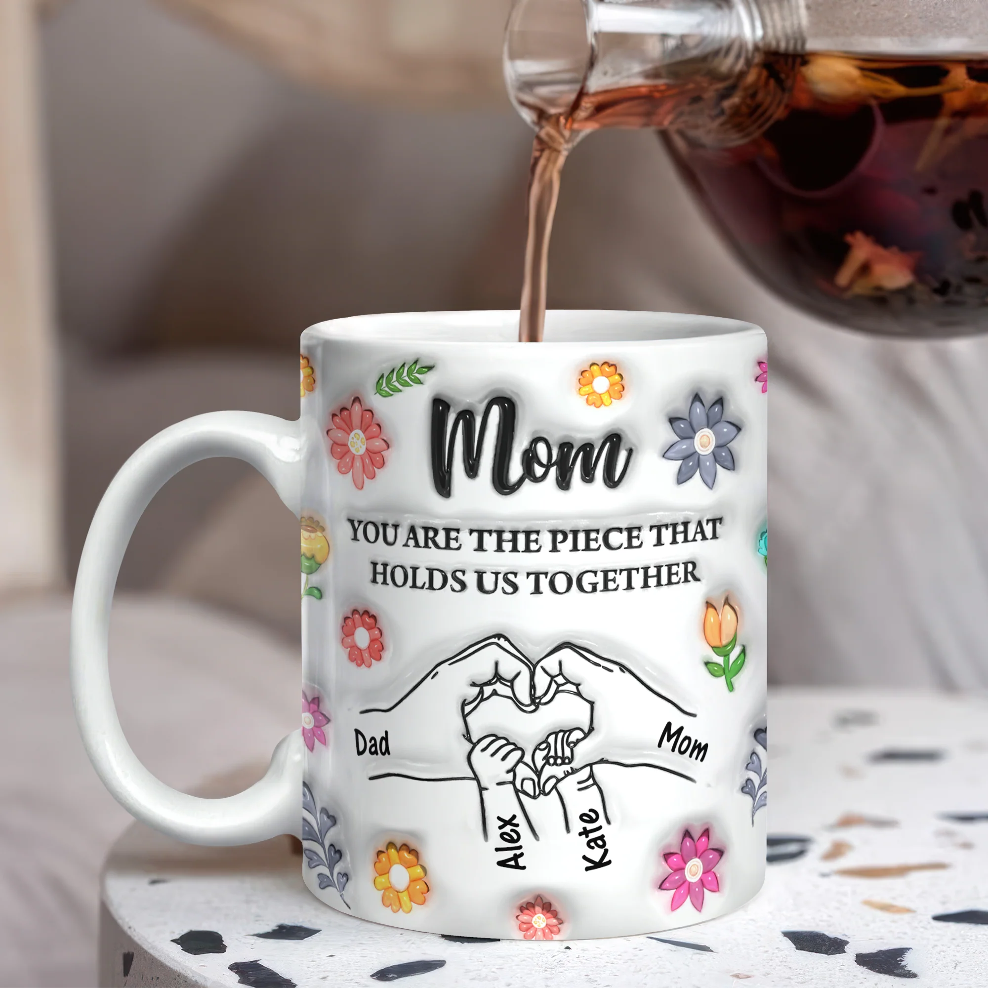 Custom Name Kids Holding Mom‘s Hand Mug 3D Inflated Effect Mug CH07 895588 - Image 5