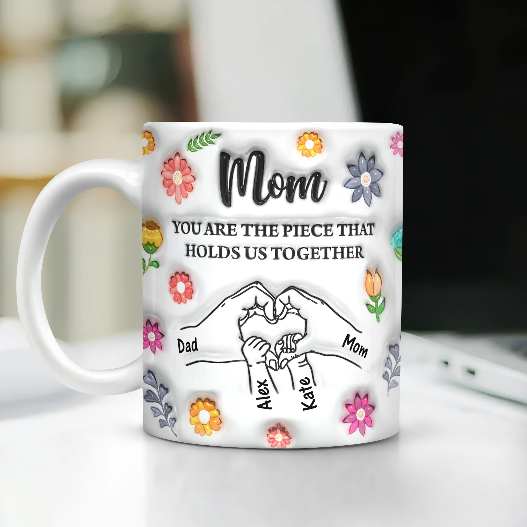 Custom Name Kids Holding Mom‘s Hand Mug 3D Inflated Effect Mug CH07 895588 - Image 7