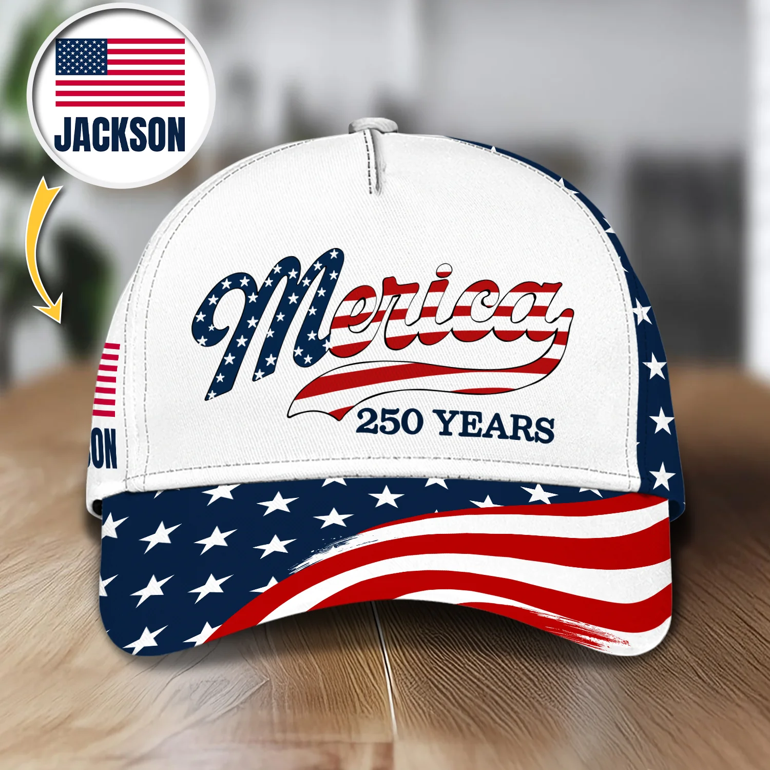 Custom Name Merica 250 Years USA Patriotic Classic Cap HO82 902898 - Image 2