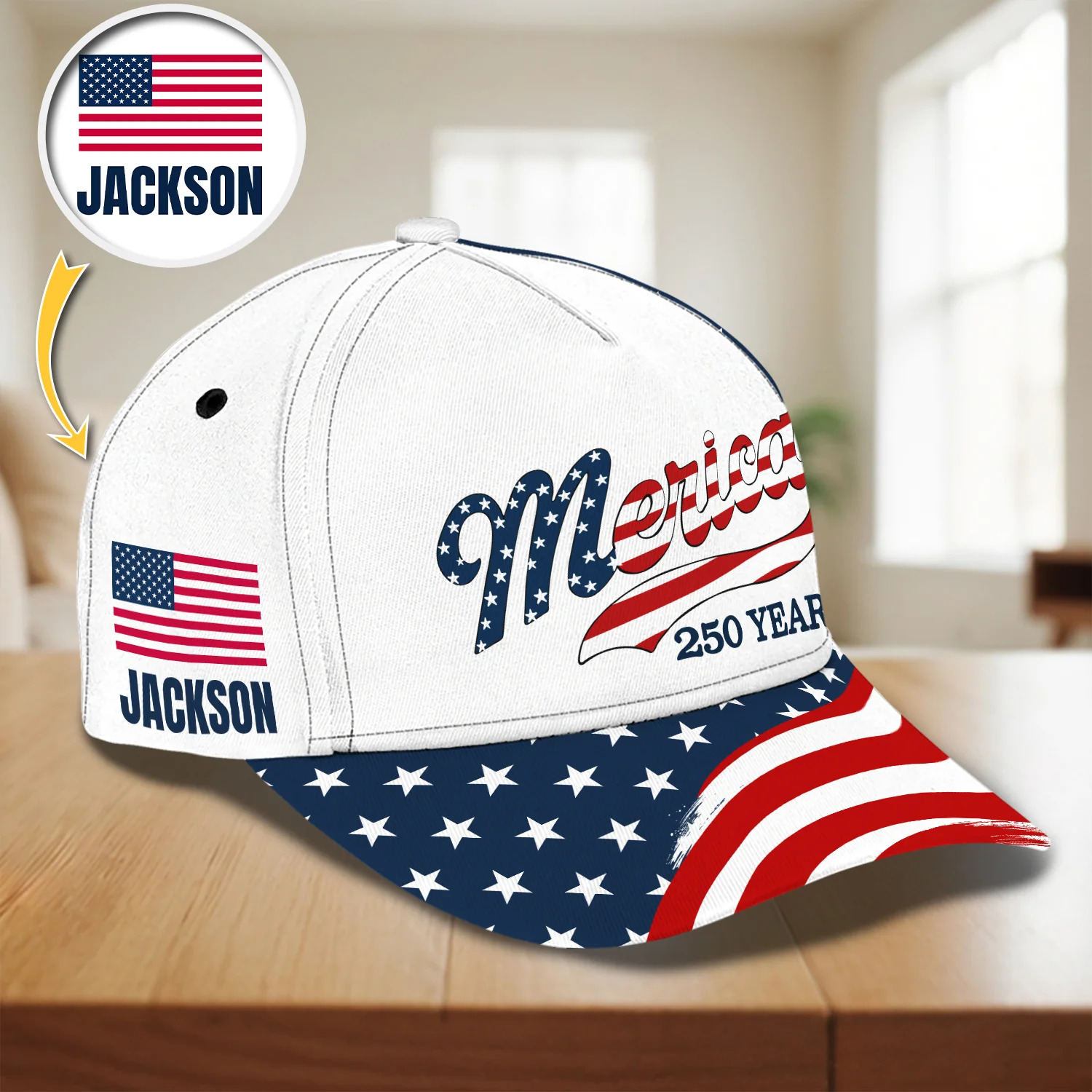 Custom Name Merica 250 Years USA Patriotic Classic Cap HO82 902898 - Image 3