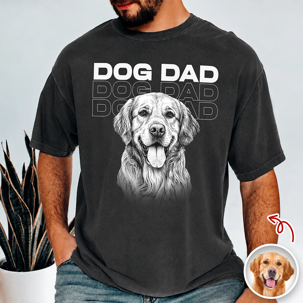 Custom Name & Photo Vintage Style Dog Cat Dad Mom Comfort Shirt LM32 669419