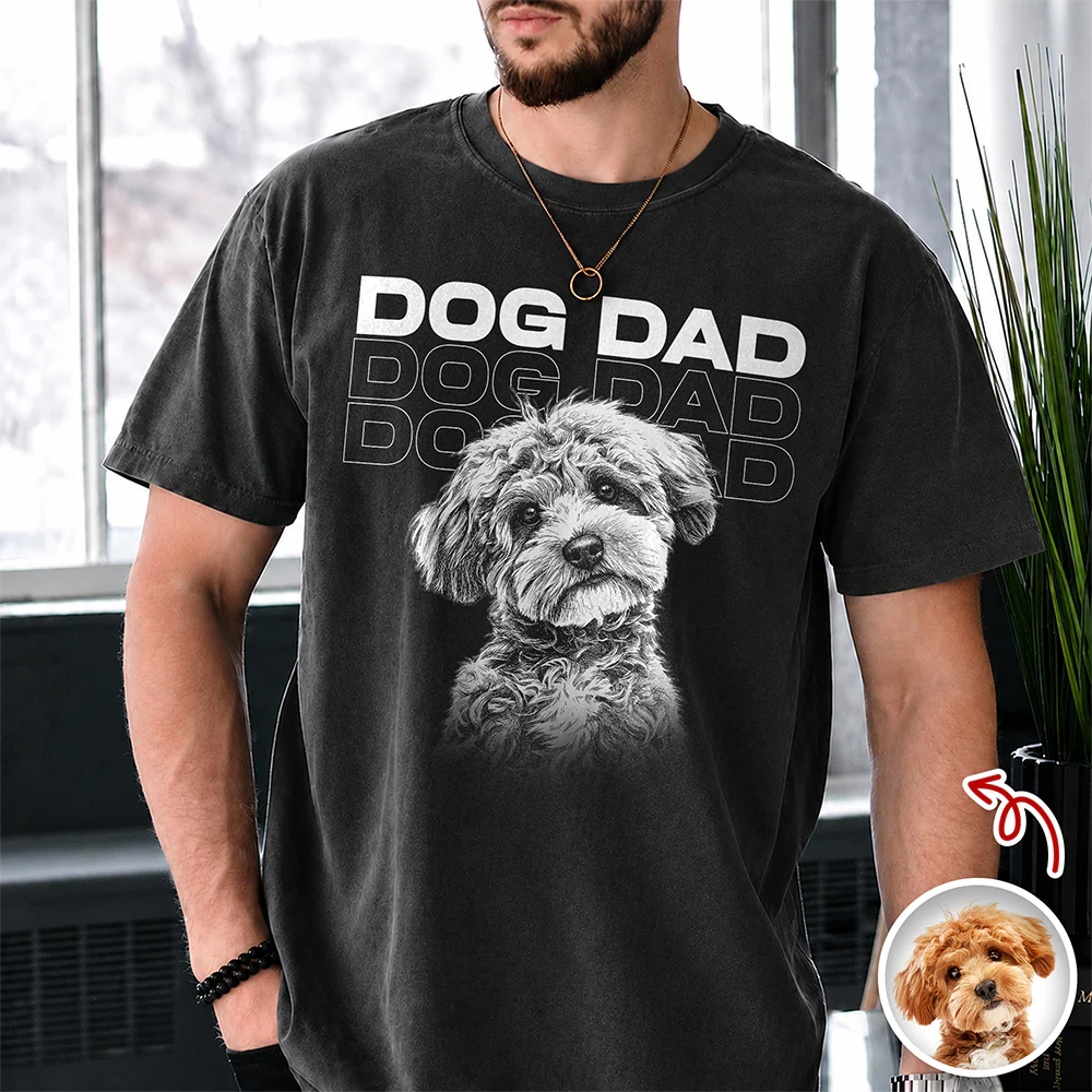 Custom Name & Photo Vintage Style Dog Cat Dad Mom Comfort Shirt LM32 669419 - Image 12