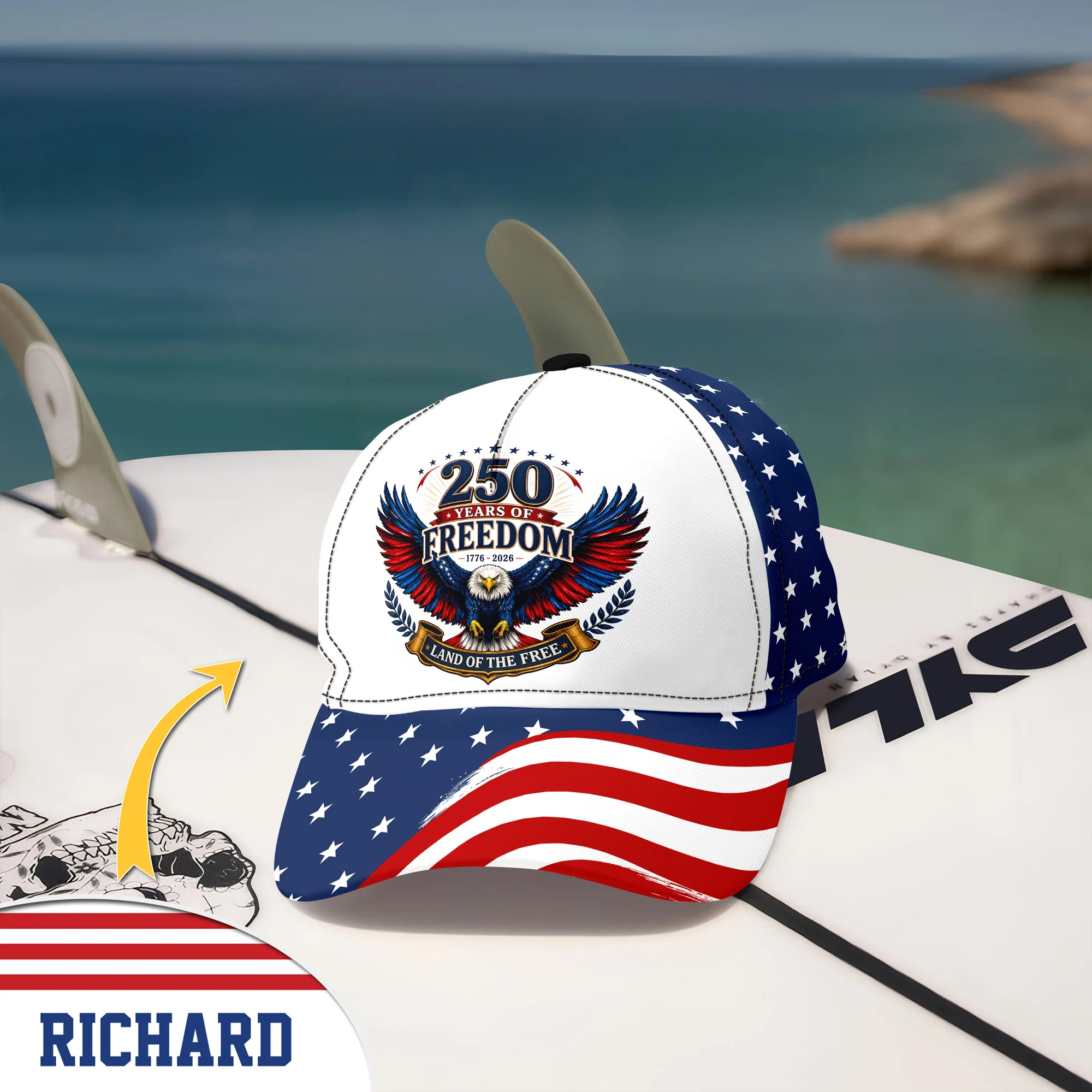 Custom Name US Eagle 1776 - 2026 America Land Of Free Classic Cap HO82 902048 - Image 7