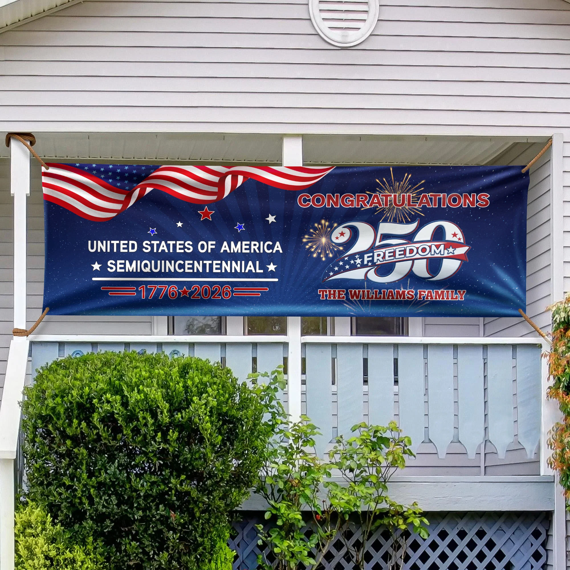 Custom Name USA 250 Freedom Banner – 1776–2026 Semiquincentennial Patriotic Party Decoration HO82 902208 - Image 2