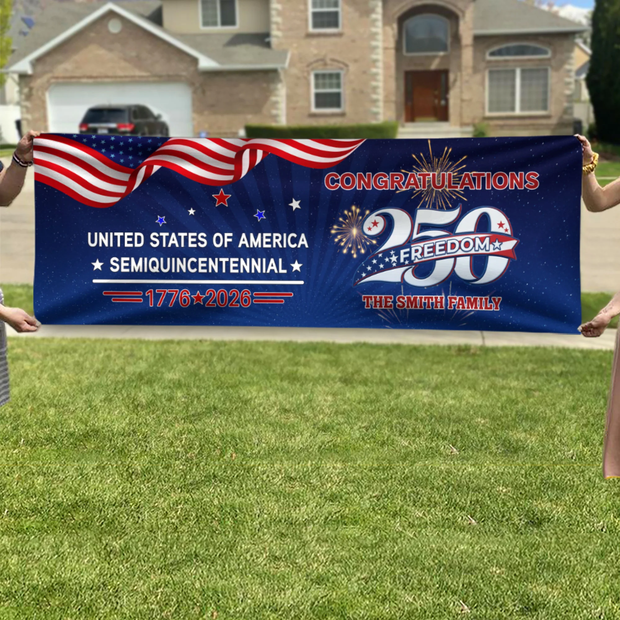Custom Name USA 250 Freedom Banner – 1776–2026 Semiquincentennial Patriotic Party Decoration HO82 902208 - Image 6