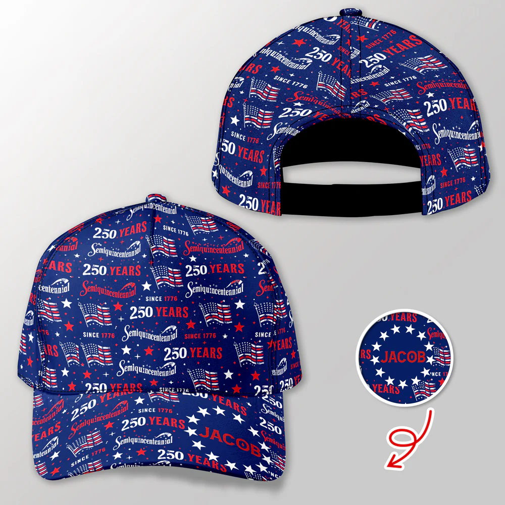 Custom Name USA 250 Years Anniversary Semiquincentennial 1776–2026 Patriotic Classic Cap HO82 902206 - Image 4