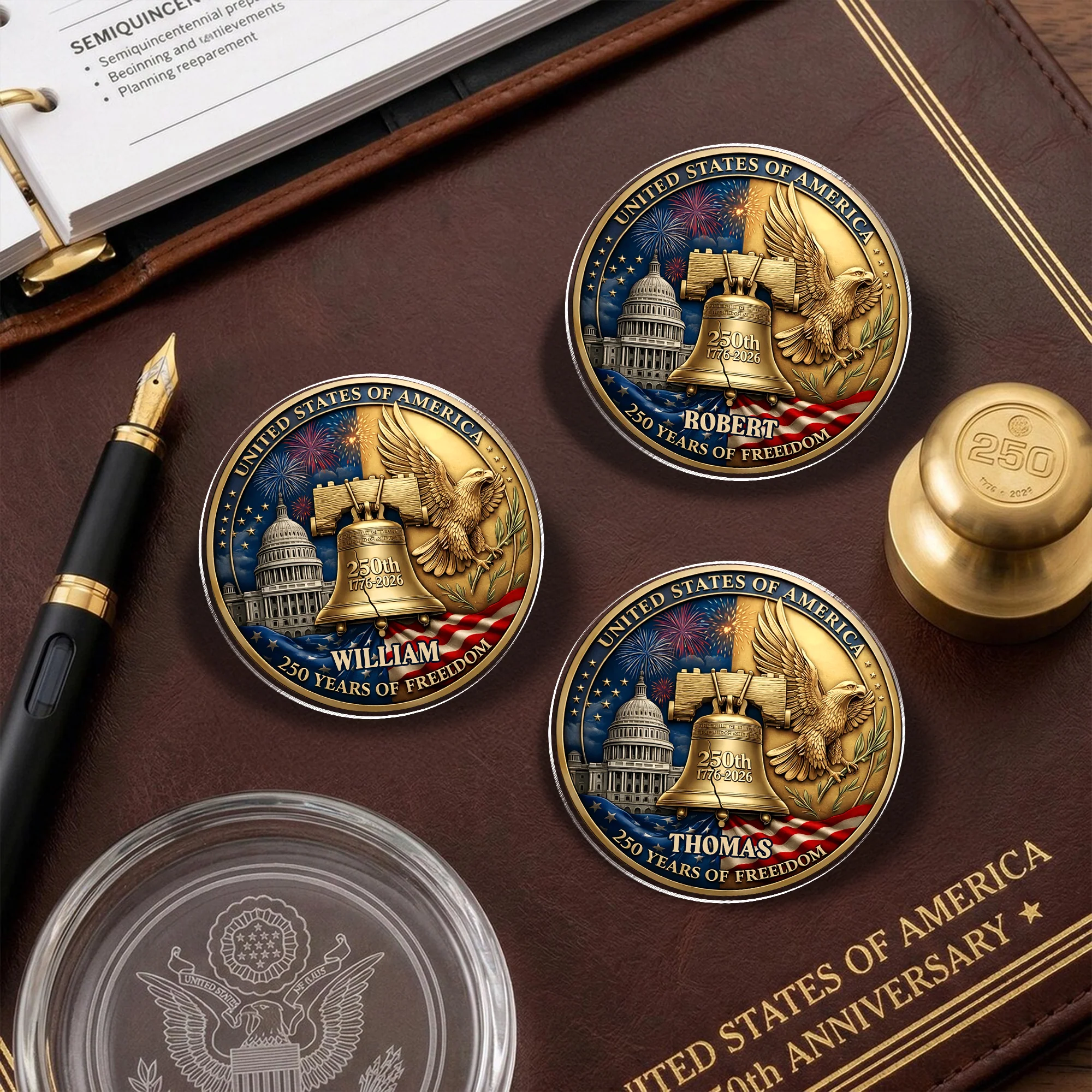 Custom Name USA 250 Years Of Freedom 1776-2026 Liberty Bell & Eagle Badge Acrylic Pin HO82 901822 - Image 5
