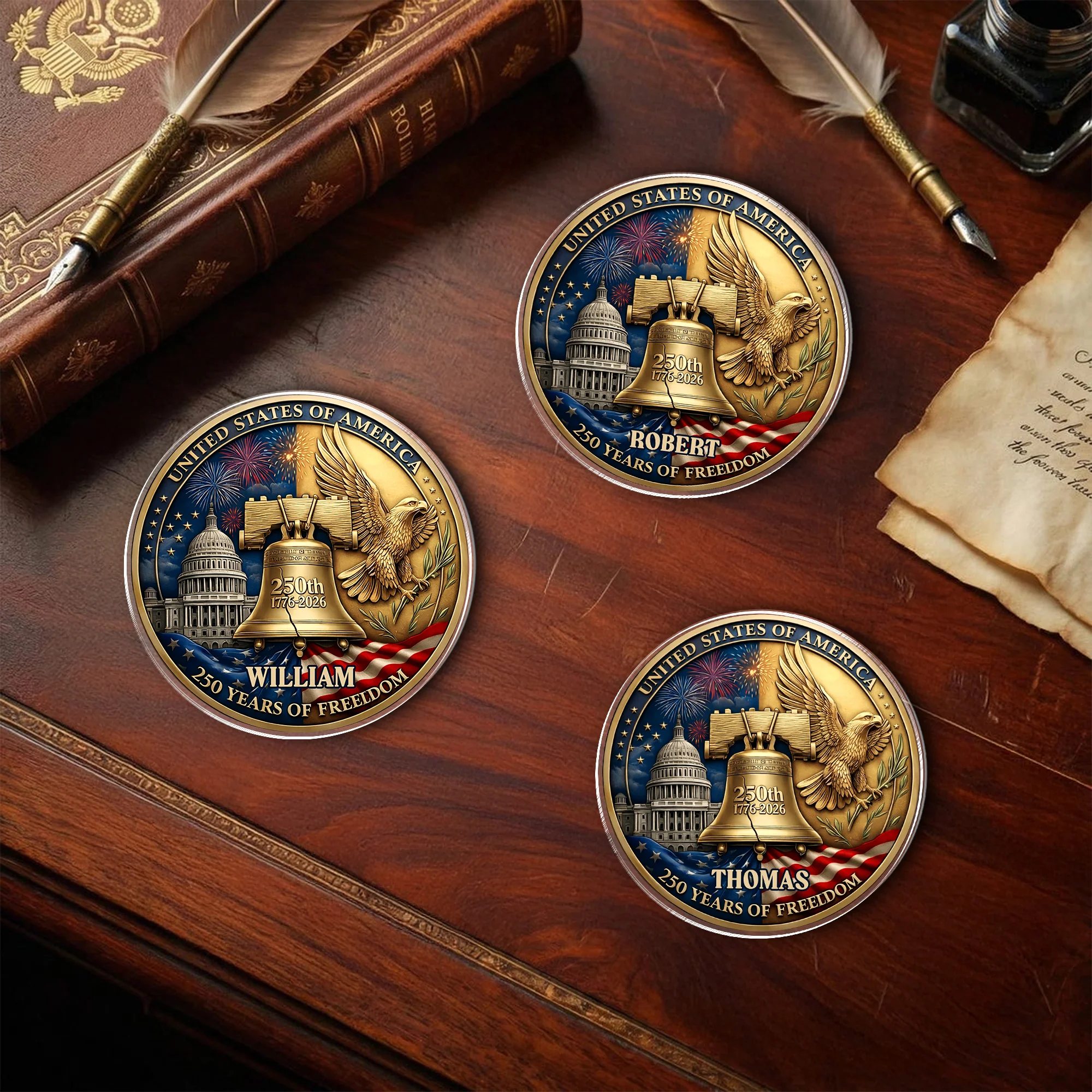Custom Name USA 250 Years Of Freedom 1776-2026 Liberty Bell & Eagle Badge Acrylic Pin HO82 901822 - Image 6