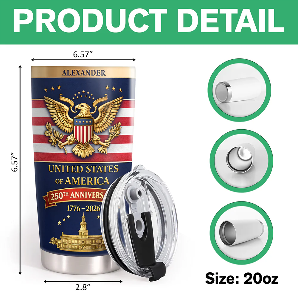 Custom Name USA 250th Anniversary 1776-2026 Fat Tumbler TH10 898905 - Image 7