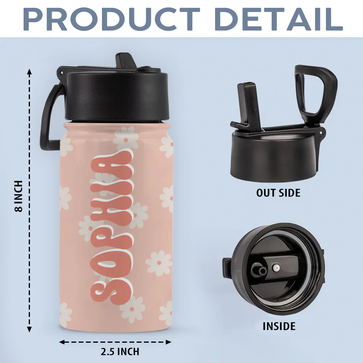 Custom Name Water Bottle With Straw For Kids TH10 894127 - Image 7