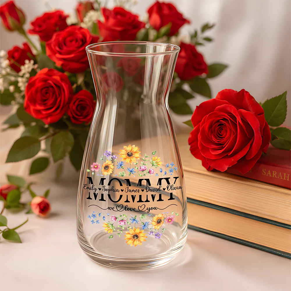 Custom Name We Love You Mom Flower Glass Vase CH07 910906 - Image 4