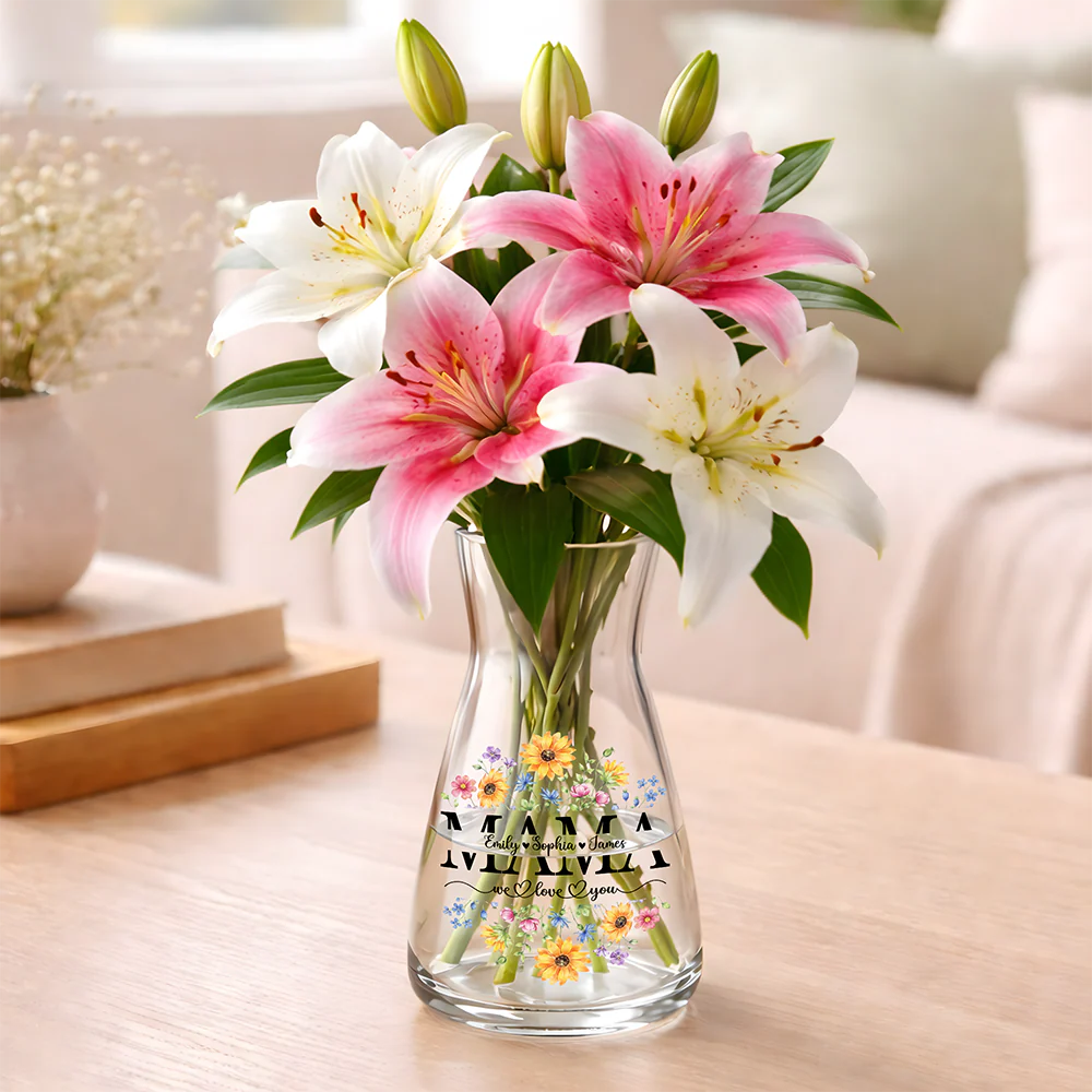 Custom Name We Love You Mom Flower Glass Vase CH07 910906 - Image 5