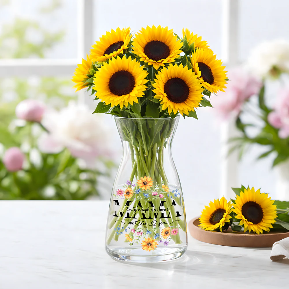 Custom Name We Love You Mom Flower Glass Vase CH07 910906 - Image 6
