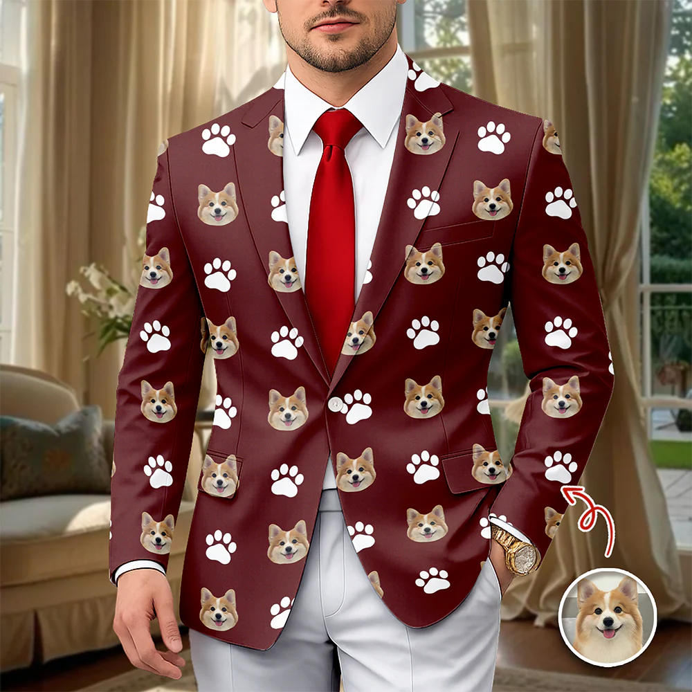 Custom Pet Face With Icon Men's Suit Gift for Pet Owners TH10 169829 - Image 2