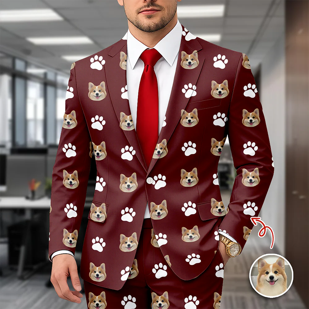 Custom Pet Face With Icon Men's Suit Gift for Pet Owners TH10 169829 - Image 3