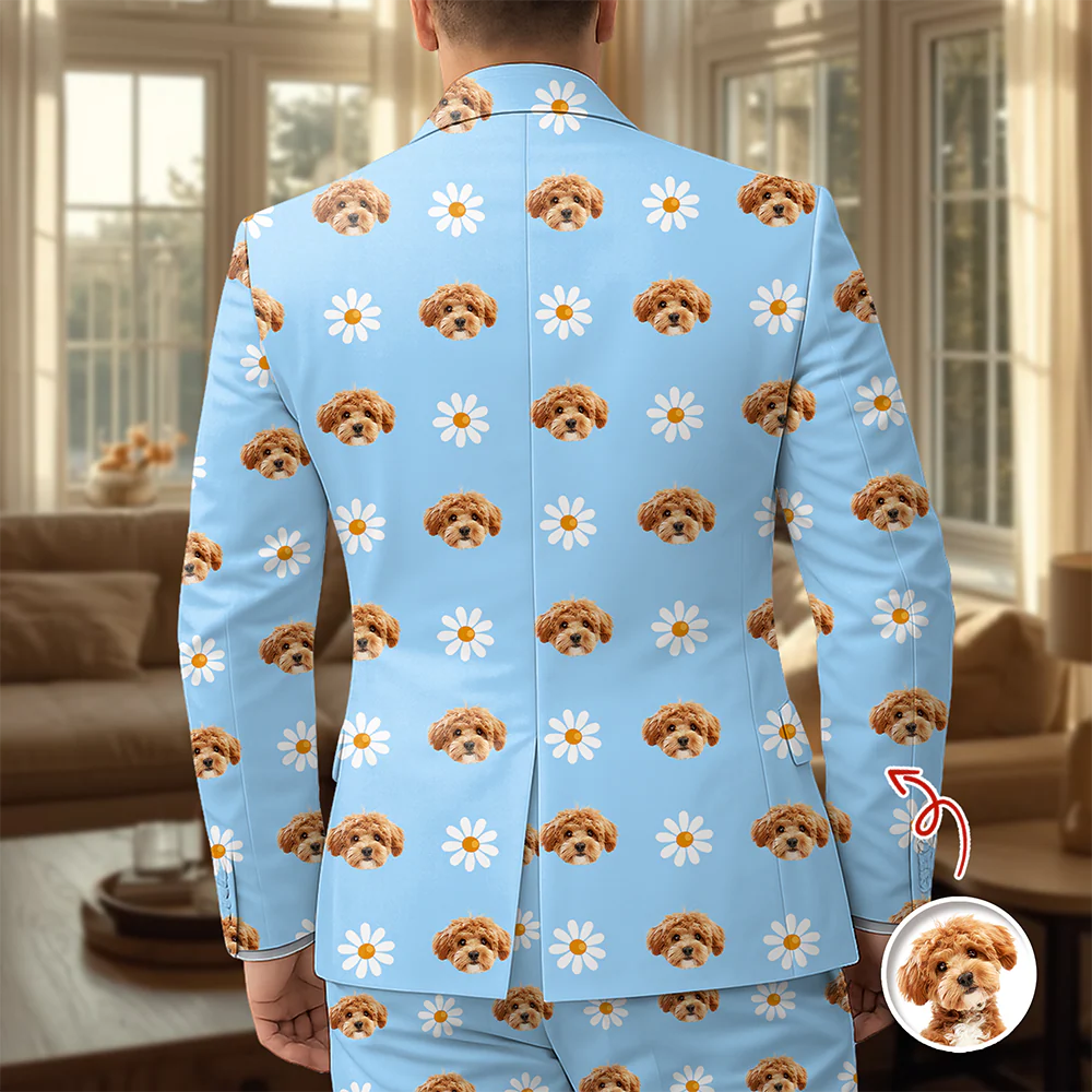 Custom Pet Face With Icon Men's Suit Gift for Pet Owners TH10 169829 - Image 4