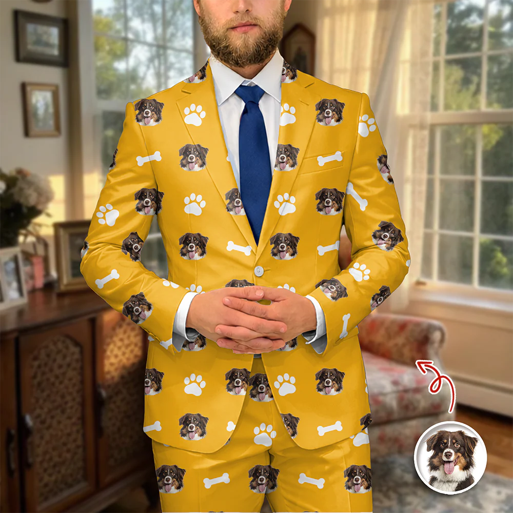 Custom Pet Face With Icon Men's Suit Gift for Pet Owners TH10 169829 - Image 5