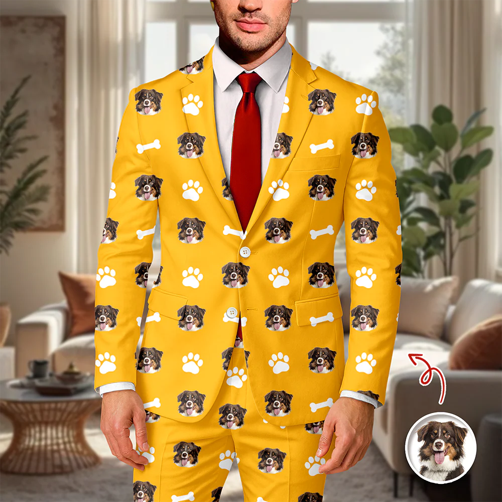 Custom Pet Face With Icon Men's Suit Gift for Pet Owners TH10 169829 - Image 6