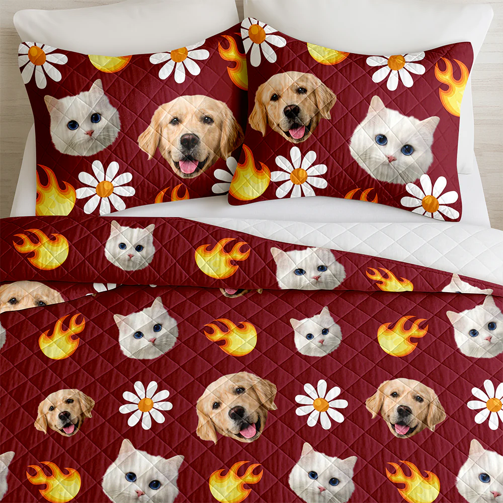Custom Pet Photo Accessories Pattern Dog Cat Quilt Bedding Set HO82 900490 - Image 5