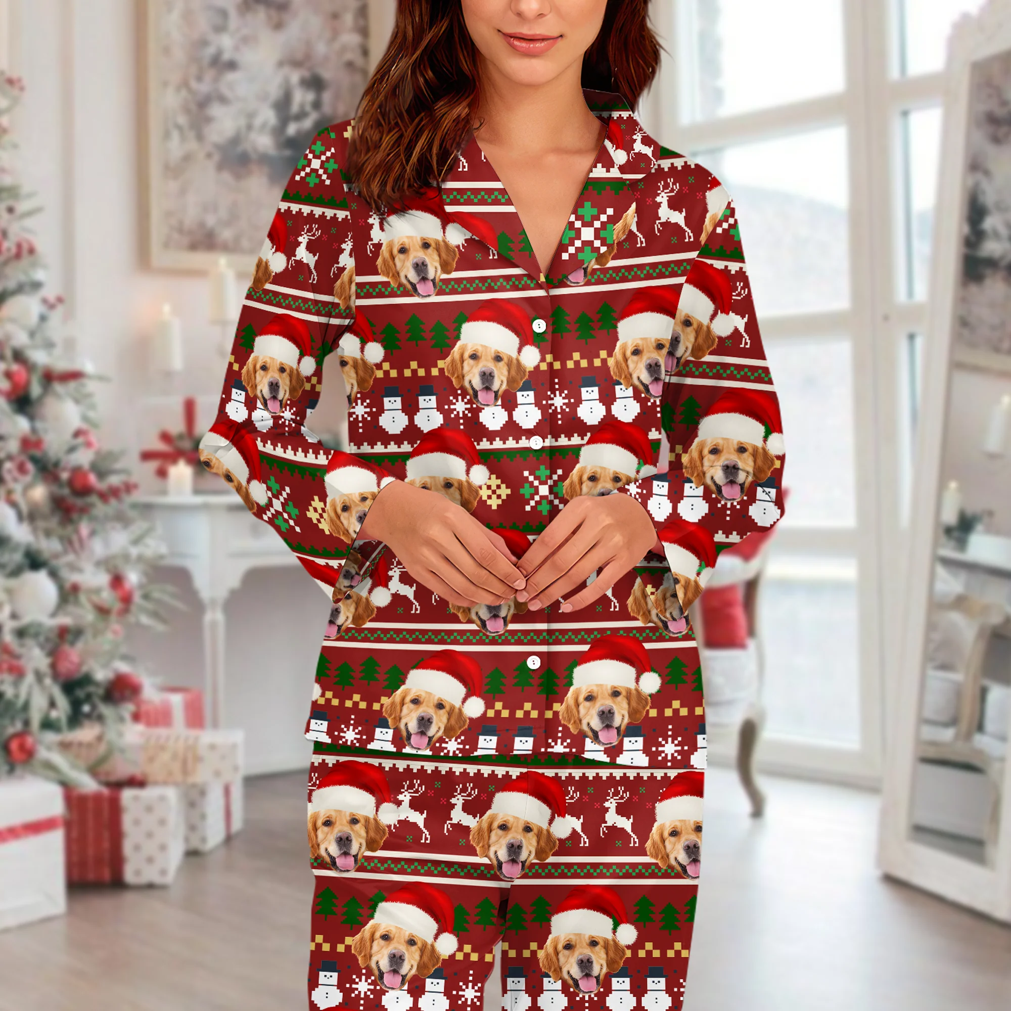 Custom Pet Photo Christmas Holiday Pajamas CH07 896112 - Image 10