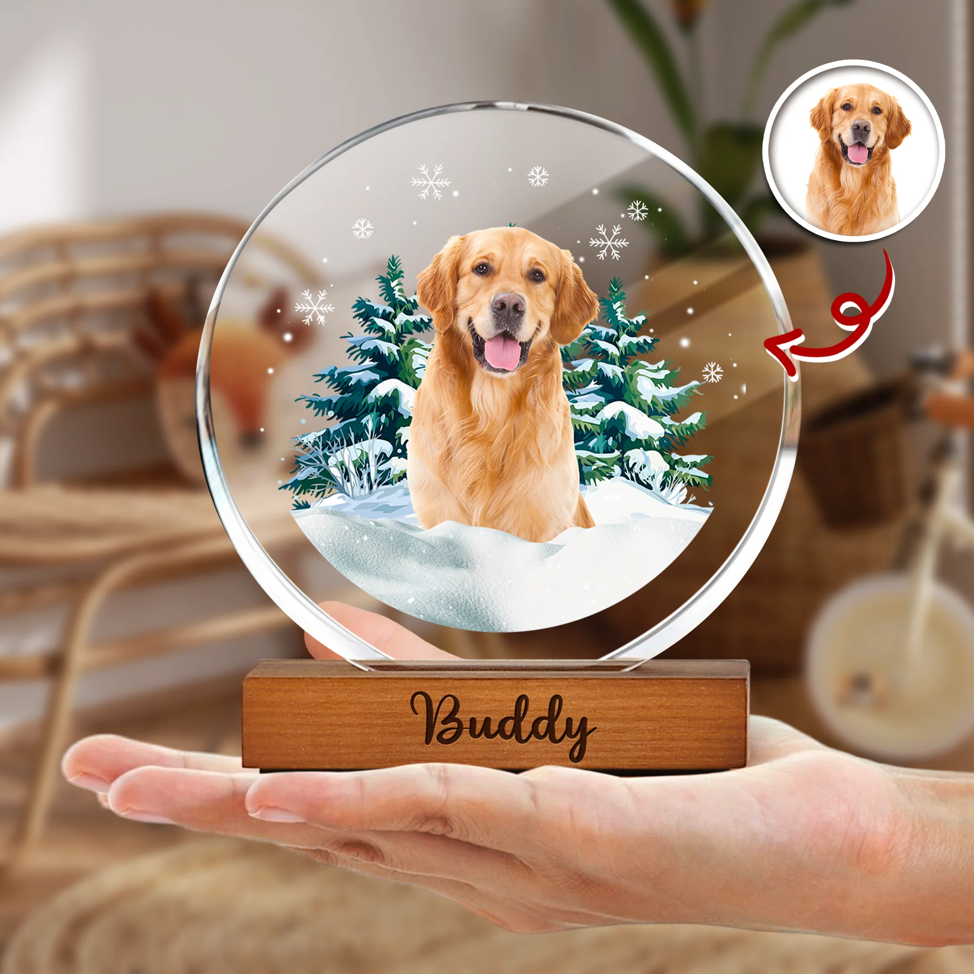 Custom Pet Photo Christmas - Personalized Round Acrylic Frame Block TH10 894407 - Image 2