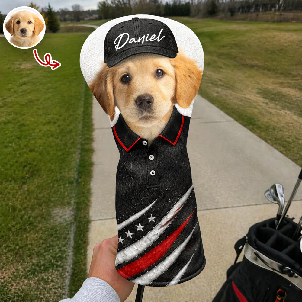 Custom Pet Photo Golf Ball Pattern With America Flag Golf Head Cover HO82 902454 - Image 6