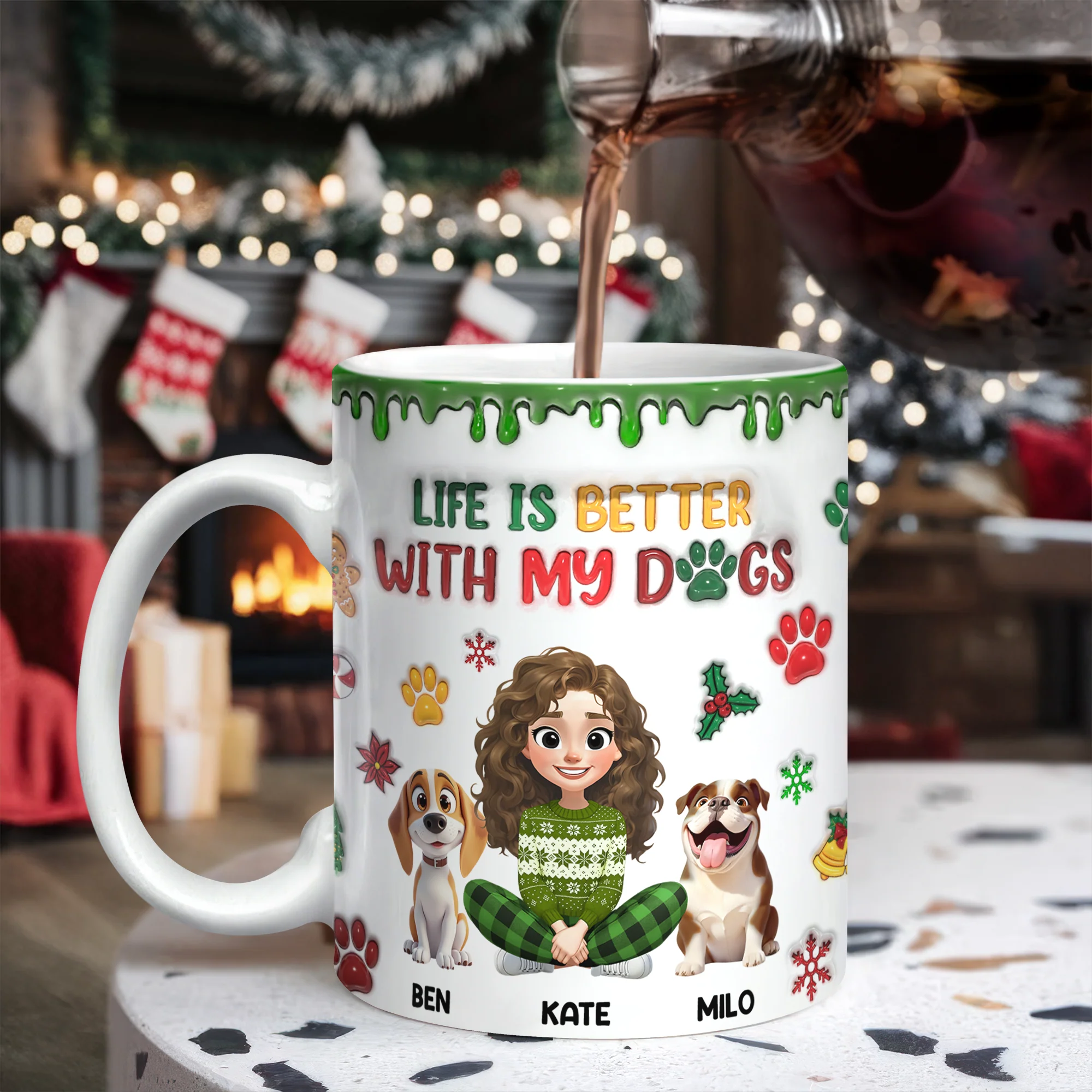 Custom Pet Photo Life Is Better With My Dogs Personalized 3D Inflated Effect Mug CH07 896556 - Image 2