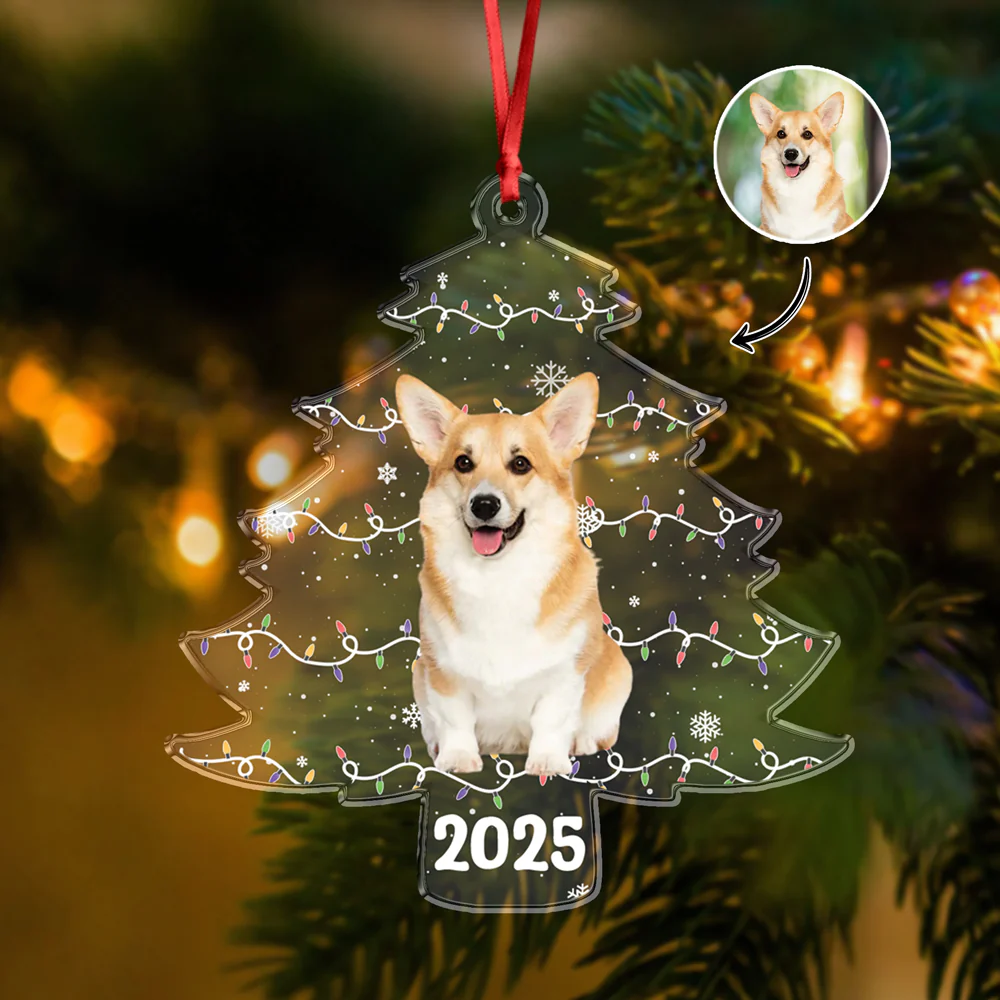 Custom Pet Photo On Christmas Tree Acrylic Ornament HA75 897986 - Image 2