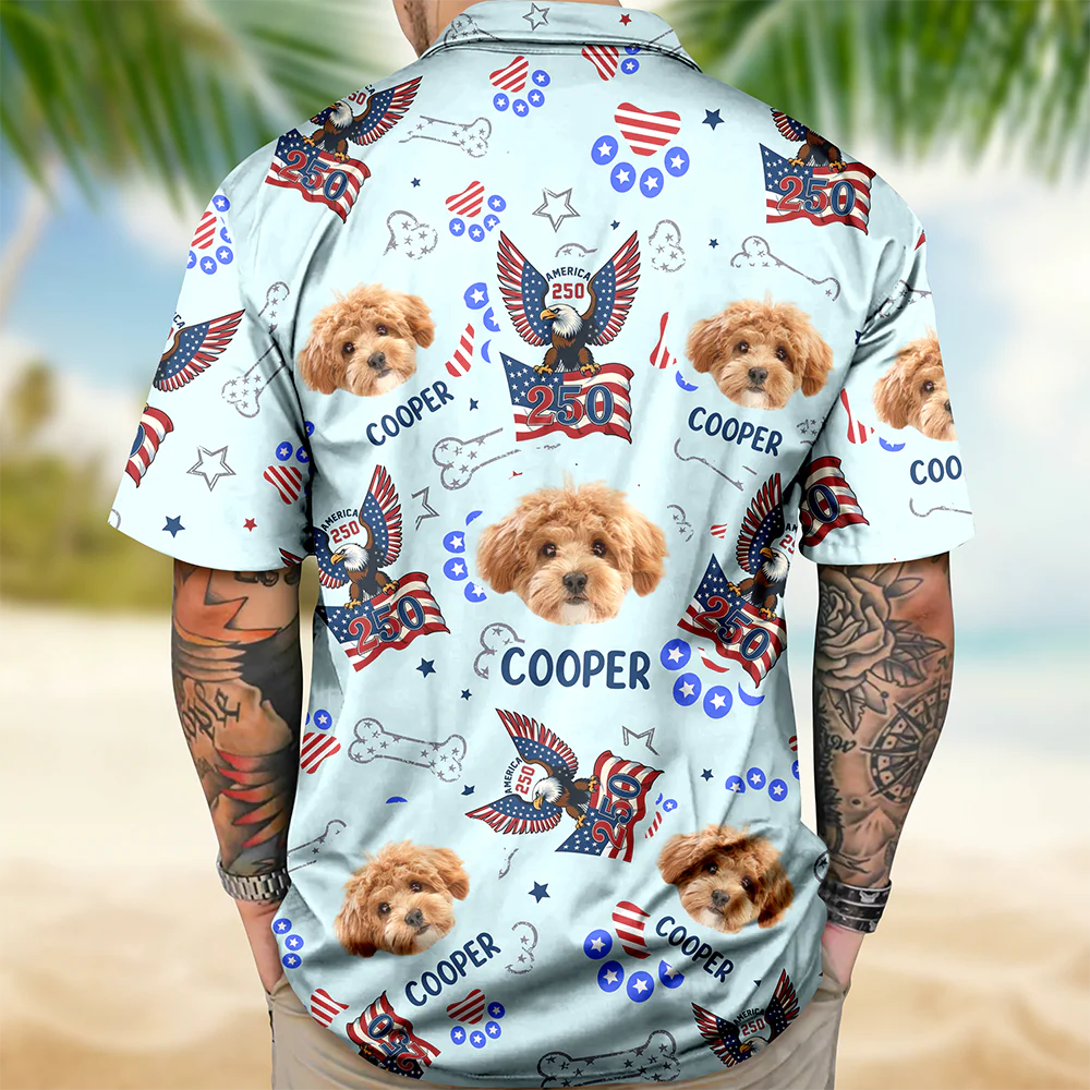 Custom Pet Photo Patriotic America 250th Eagle Hawaii Shirt LM32 899709 - Image 2