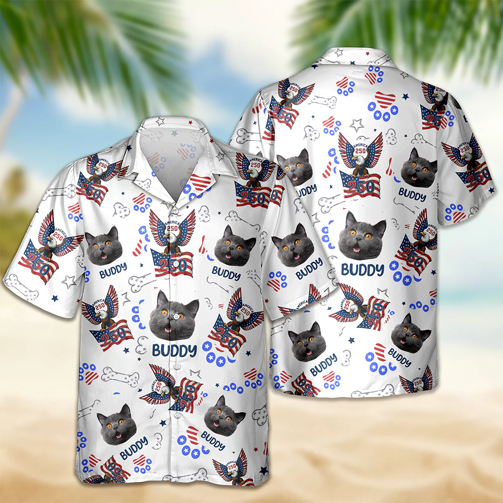 Custom Pet Photo Patriotic America 250th Eagle Hawaii Shirt LM32 899709 - Image 6