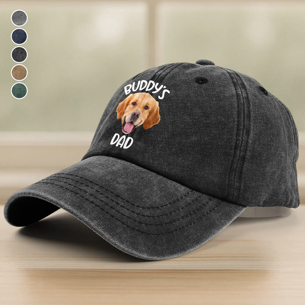 Custom Pet Photo Washed Denim Baseball Cap HA75 892872 - Image 2