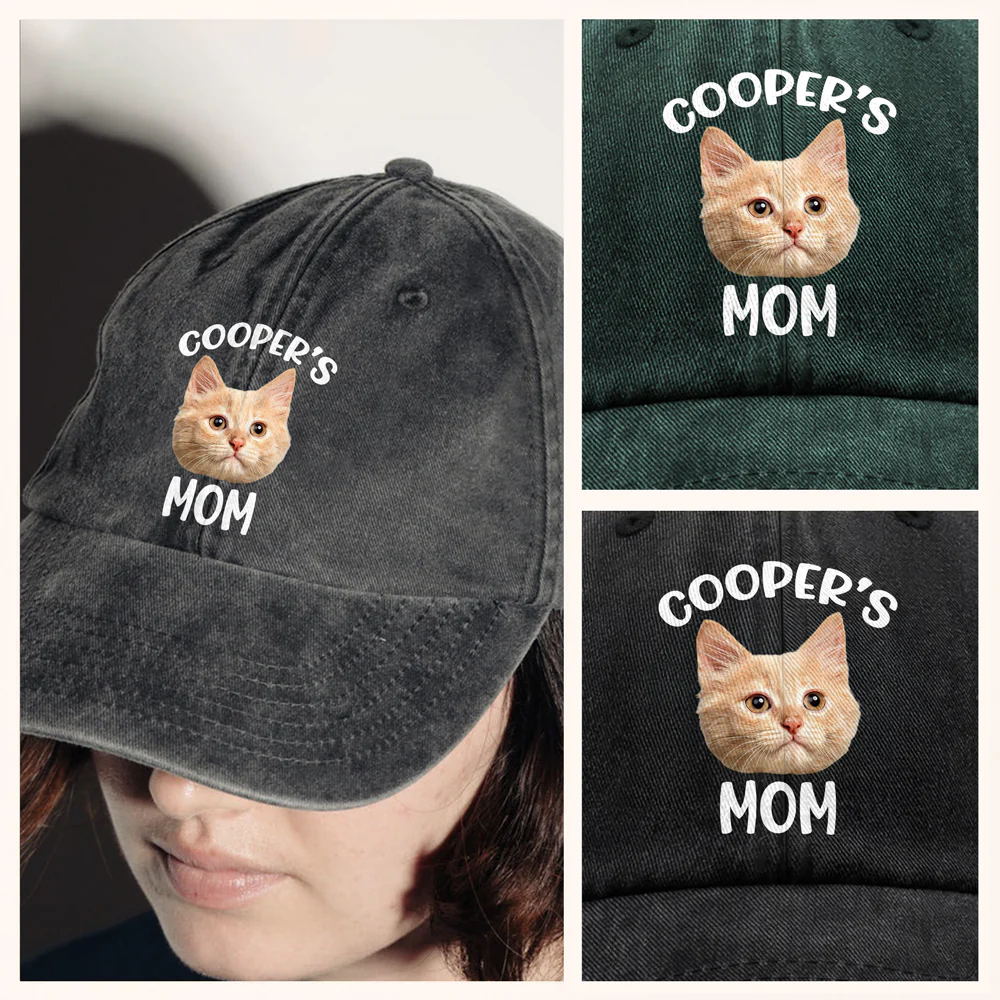 Custom Pet Photo Washed Denim Baseball Cap HA75 892872 - Image 3