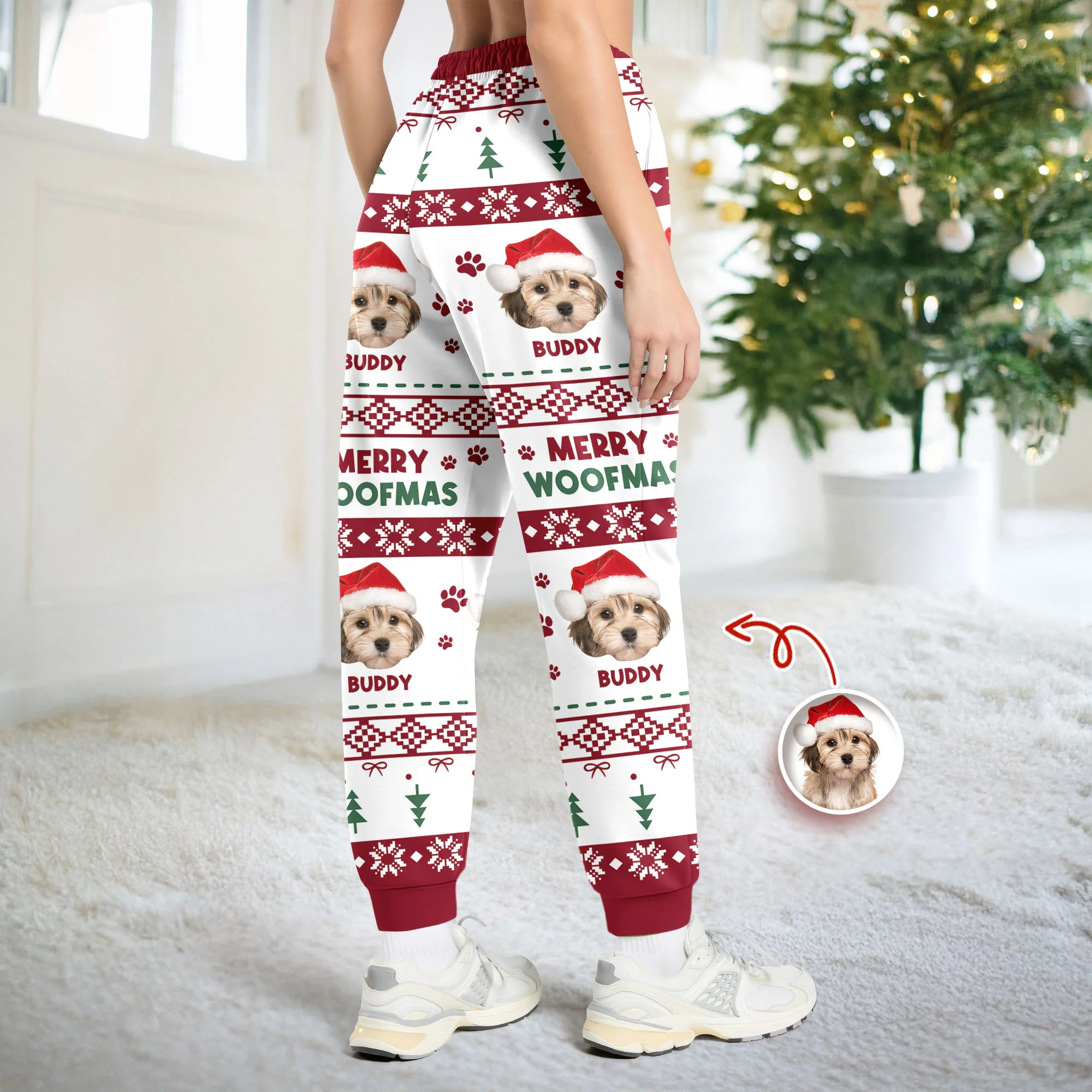 Custom Pet Photo With Festive Ugly Patterns - Personalized Sweatpants CH07 899502 - Image 3