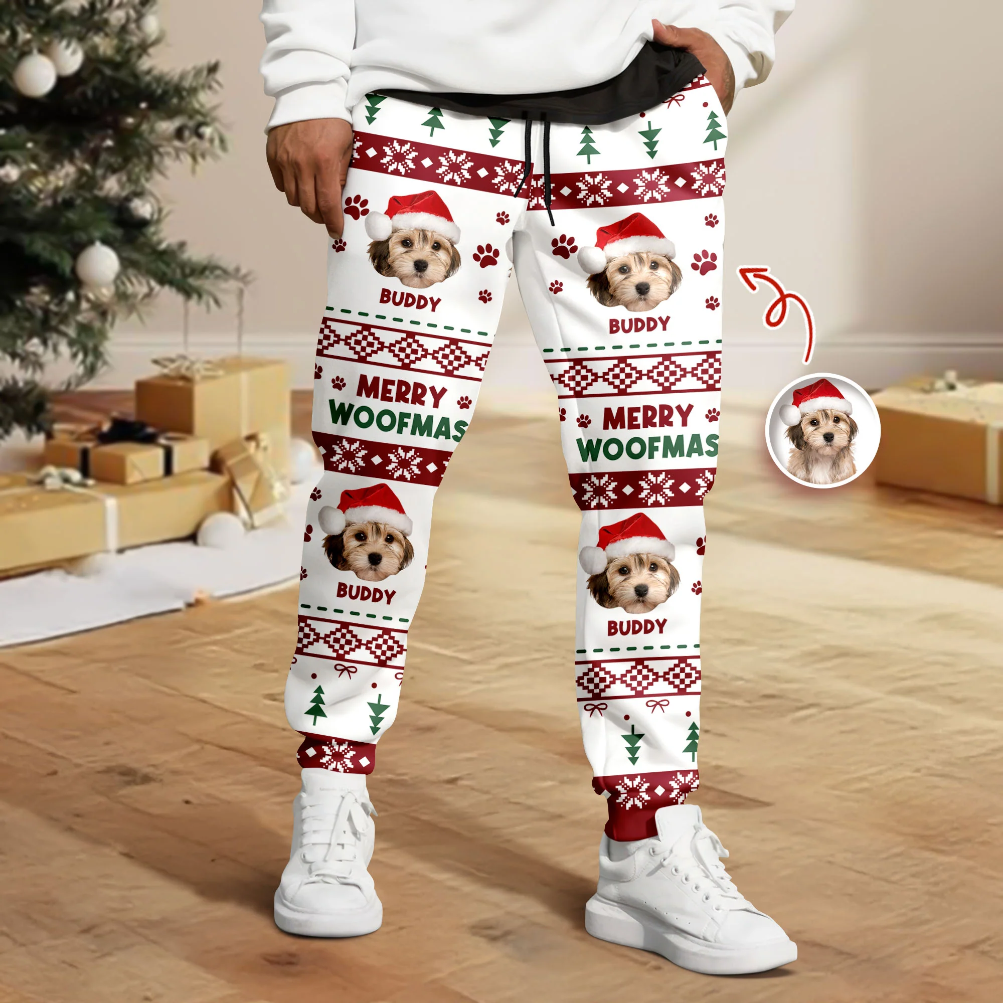 Custom Pet Photo With Festive Ugly Patterns - Personalized Sweatpants CH07 899502 - Image 6