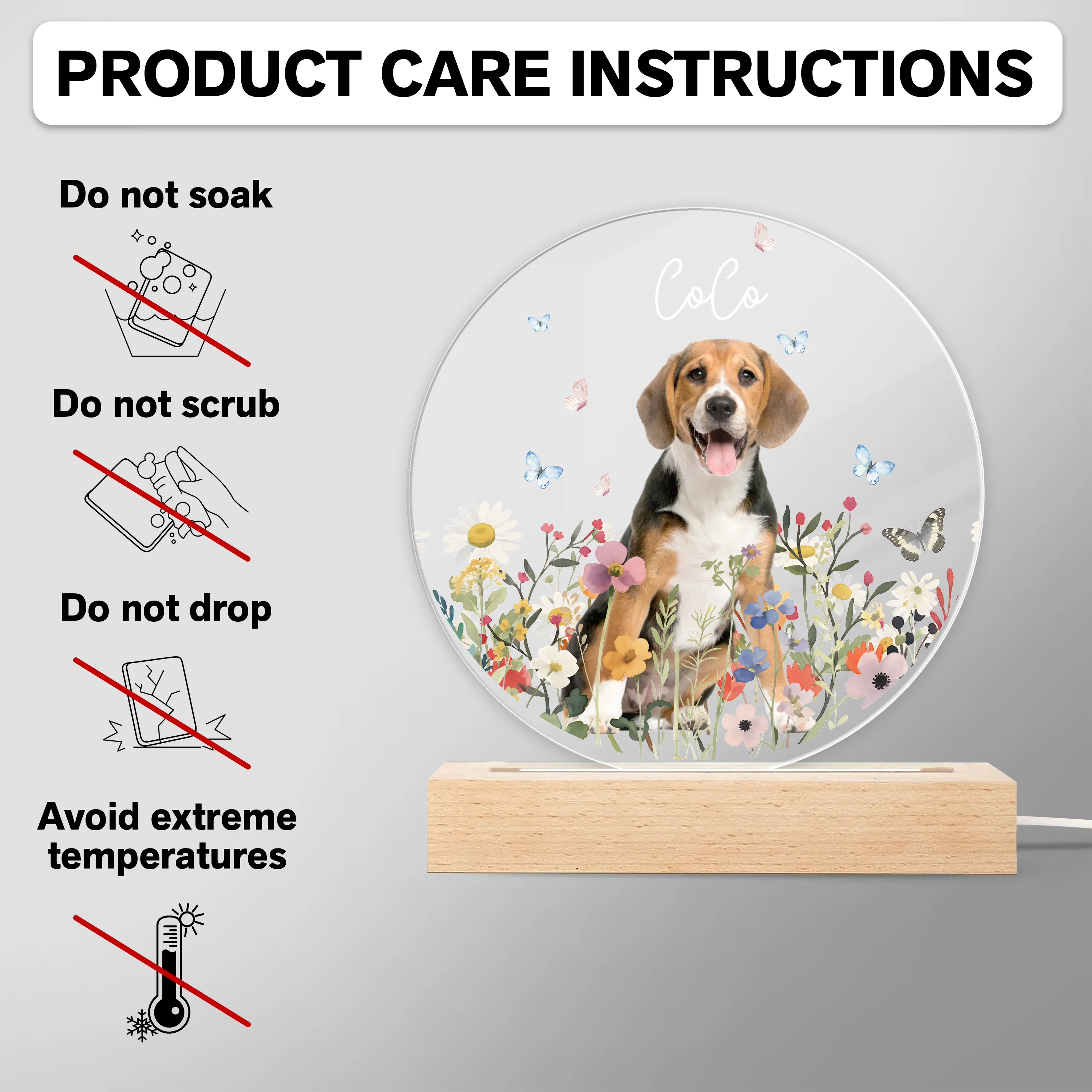 Custom Pet Portrait Photo LED Night Light Gift For Pet Memorial TH10 894487 - Image 5