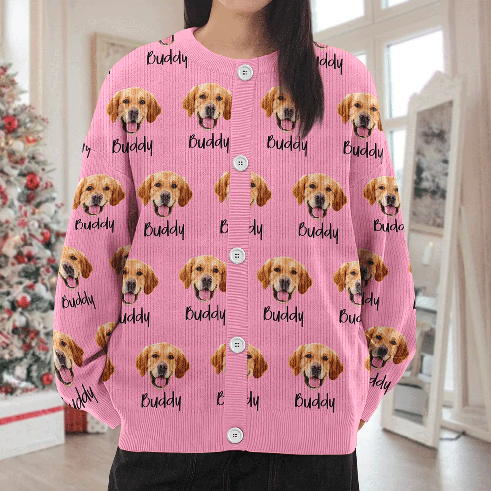 Custom Pet Portrait Photo Ugly Cardigan - Personalized Dog/Cat/Person Photo & Name Gif For Christmas CH07 899808 - Image 2