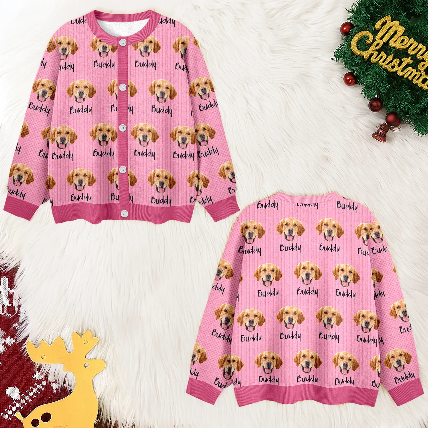Custom Pet Portrait Photo Ugly Cardigan - Personalized Dog/Cat/Person Photo & Name Gif For Christmas CH07 899808 - Image 4