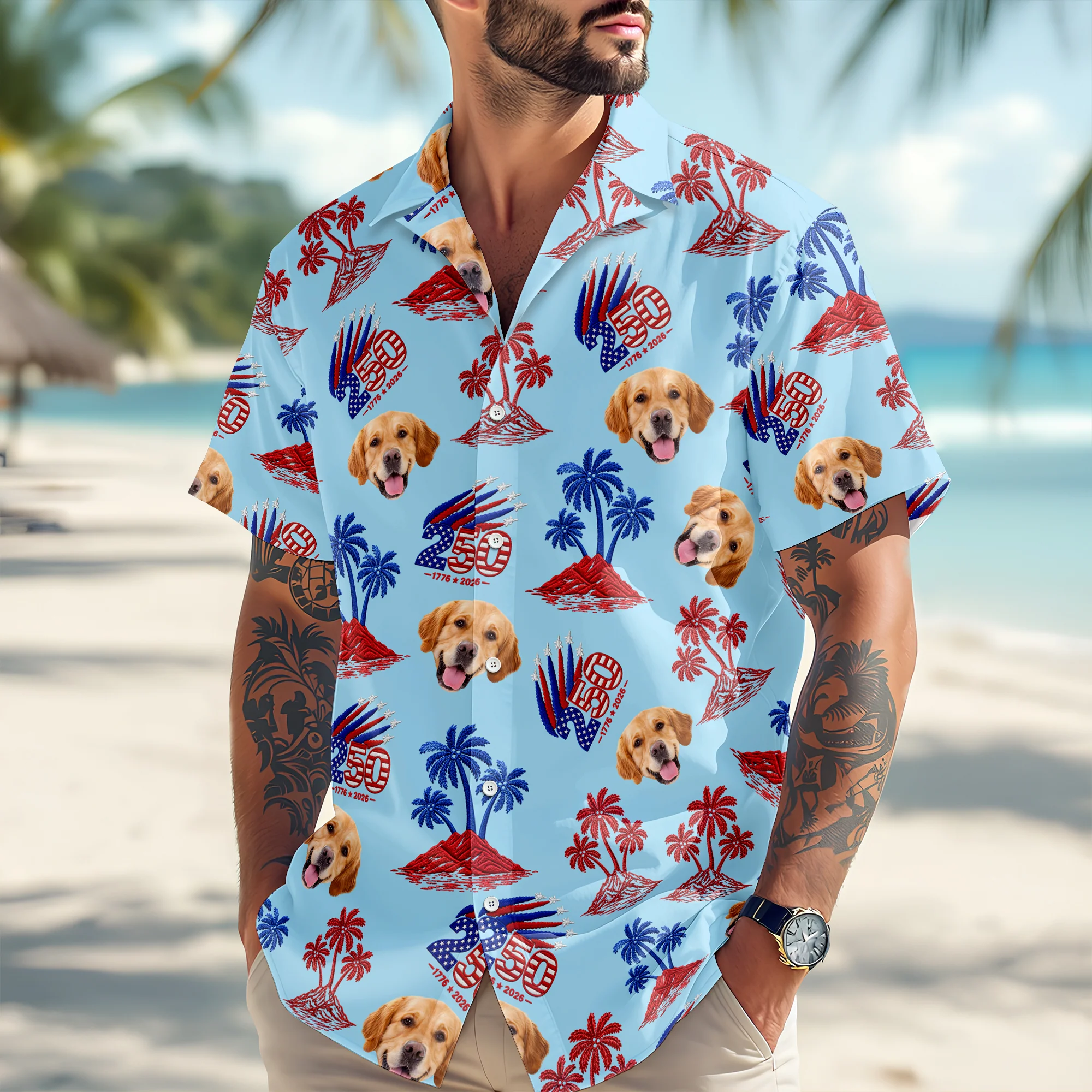 Custom Photo 1776–2026 250 Years America Anniversary Hawaii Shirt LM32 668909 - Image 5