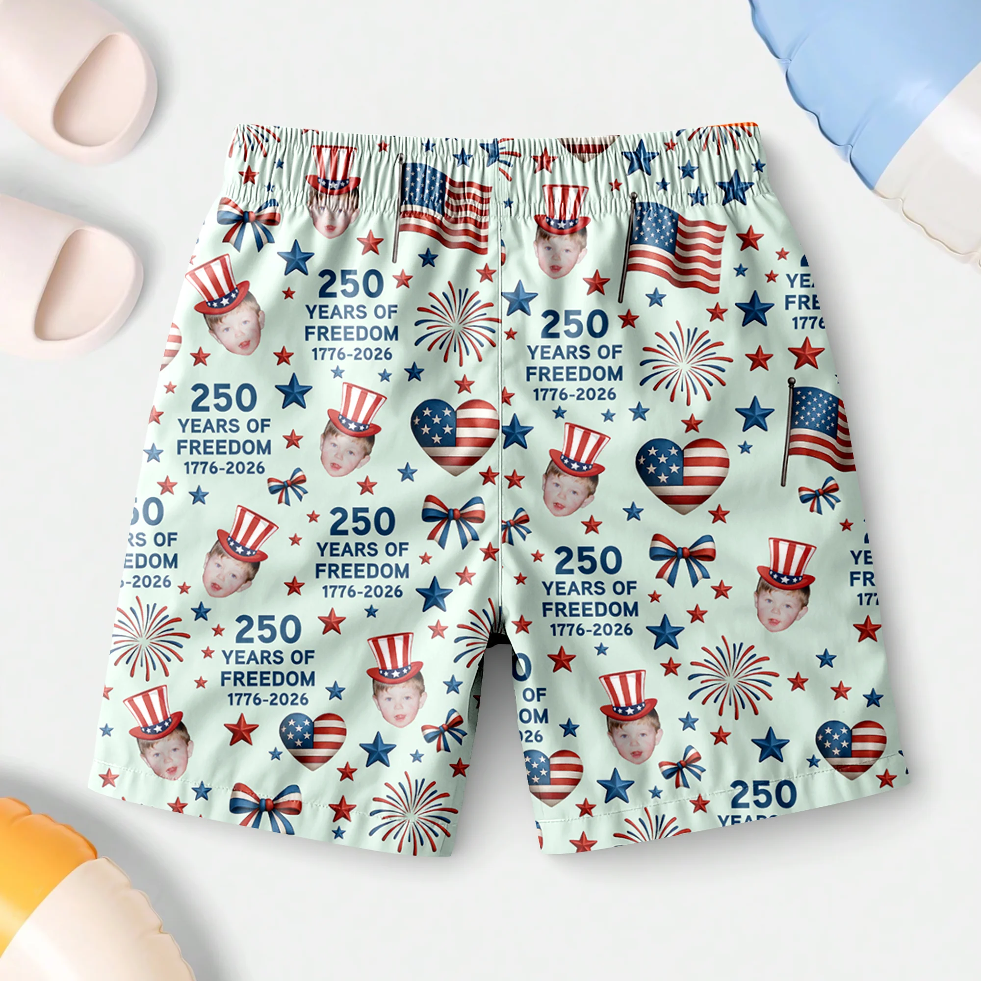 Custom Photo 250 Years Of Freedom 1776-2026 Beach Shorts HO82 902734 - Image 2