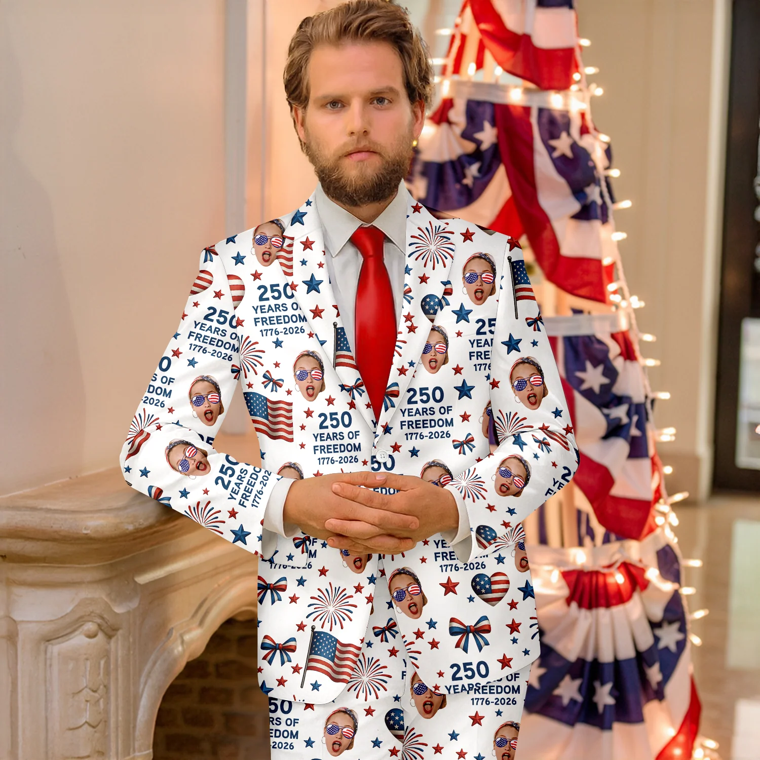 Custom Photo 250 Years Of Freedom 1776-2026 Men's Suit HO82 902732 - Image 5
