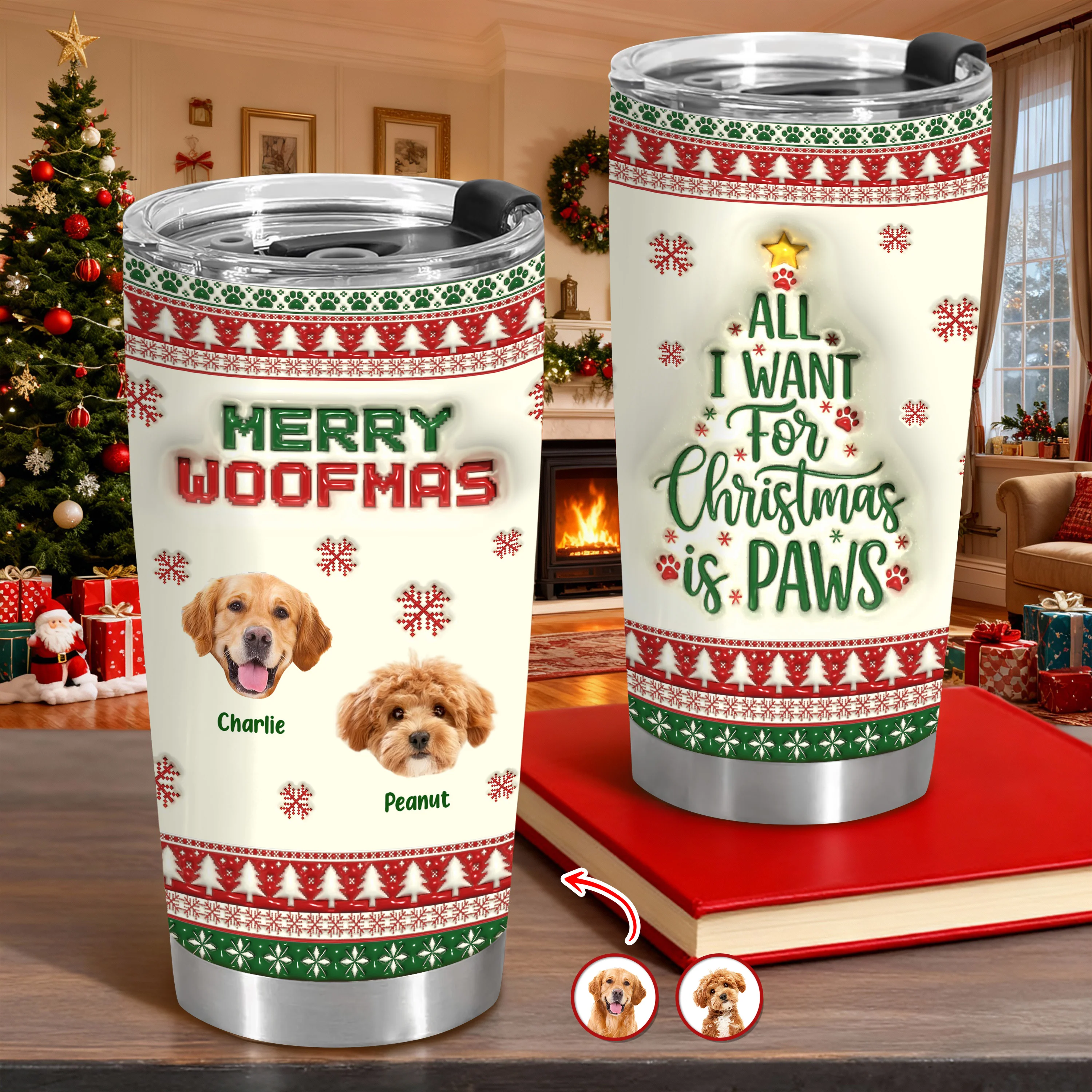 Custom Photo All I Want For Christmas Is Paws - Personalized 3D Stainless Steel Tumbler CH07 896892 - Image 14