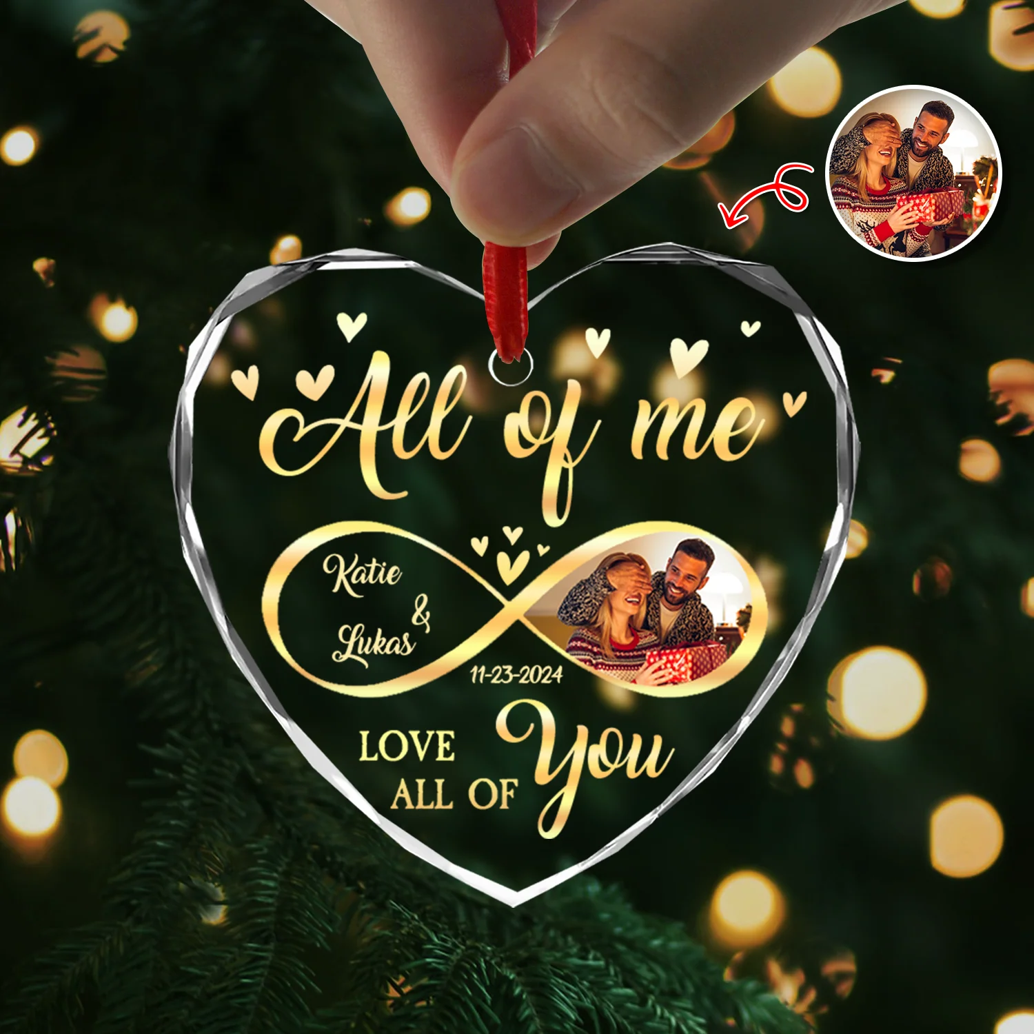 Custom Photo All Of Me Loves All Off You Couple Heart Shape Glass Ornament HA75 892836 - Image 10